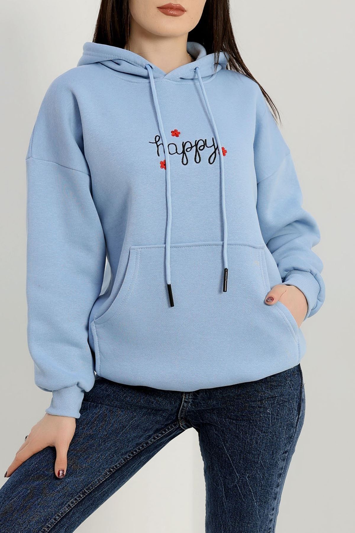 3 İplik Kanguru Cepli Kapşonlu Sweat Bebemavi - 42250.1878.