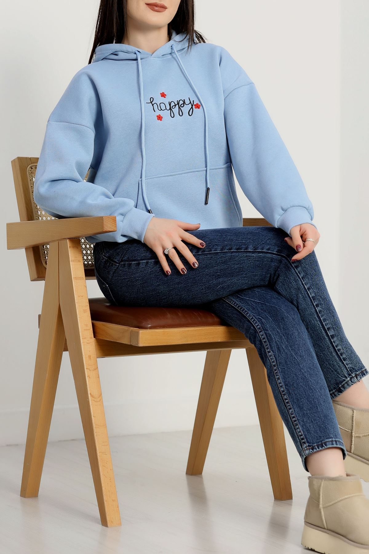 3 İplik Kanguru Cepli Kapşonlu Sweat Bebemavi - 42250.1878.