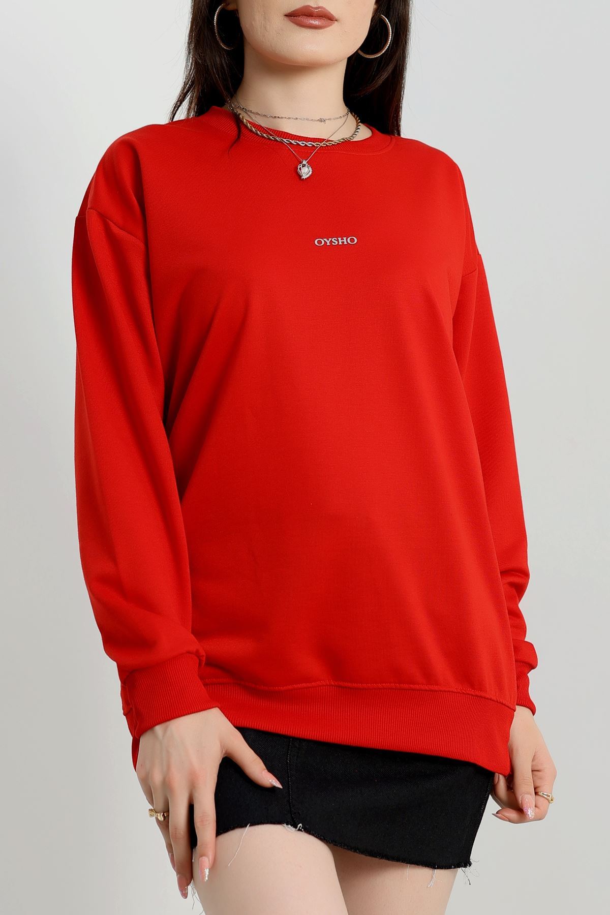 Baskılı 2 İplik Sweat Kırmızı - 20789.1878.