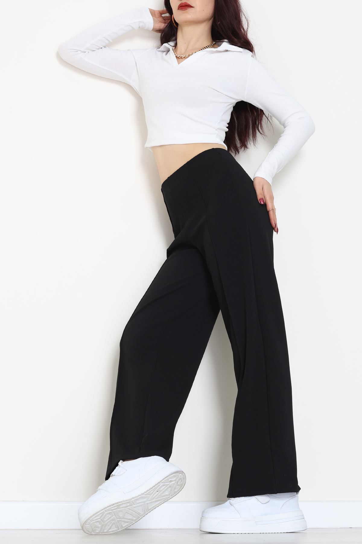 Zra Krep Lastikli Çımalı Pantolon Siyah - 51251.1837.