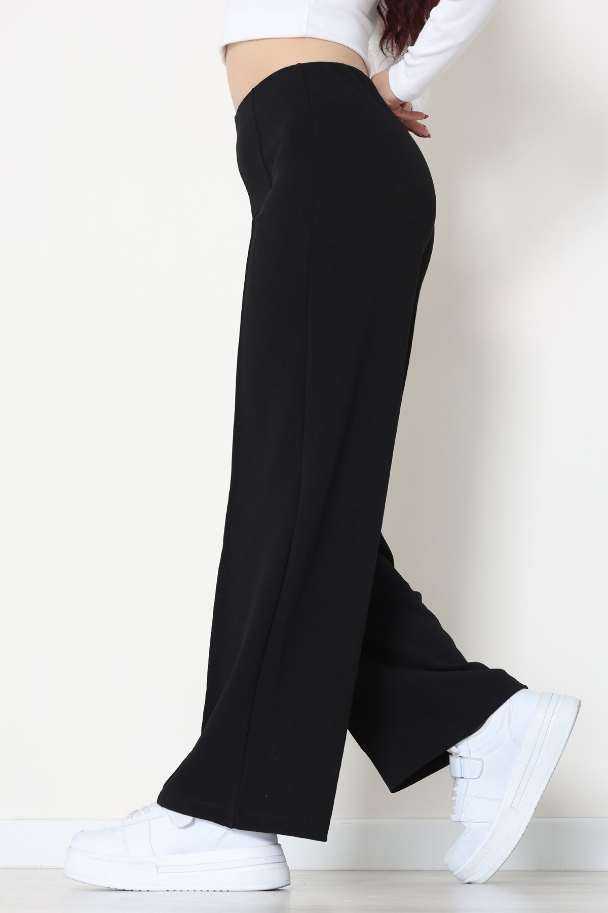 Zra Krep Lastikli Çımalı Pantolon Siyah - 51251.1837.