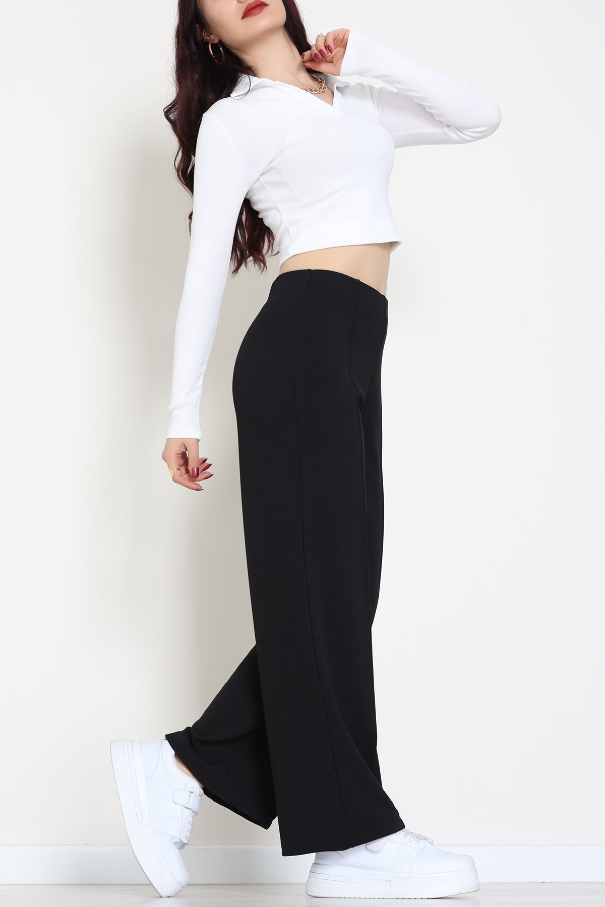 Zra Krep Lastikli Çımalı Pantolon Siyah - 51251.1837.