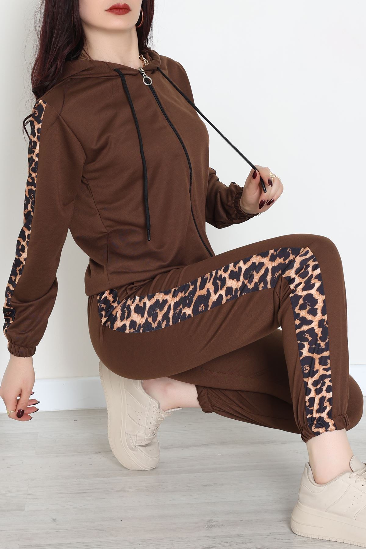 Garnili Fermuarlı 2 İplik Eşofman Takımı Kahve - 50789.1857.