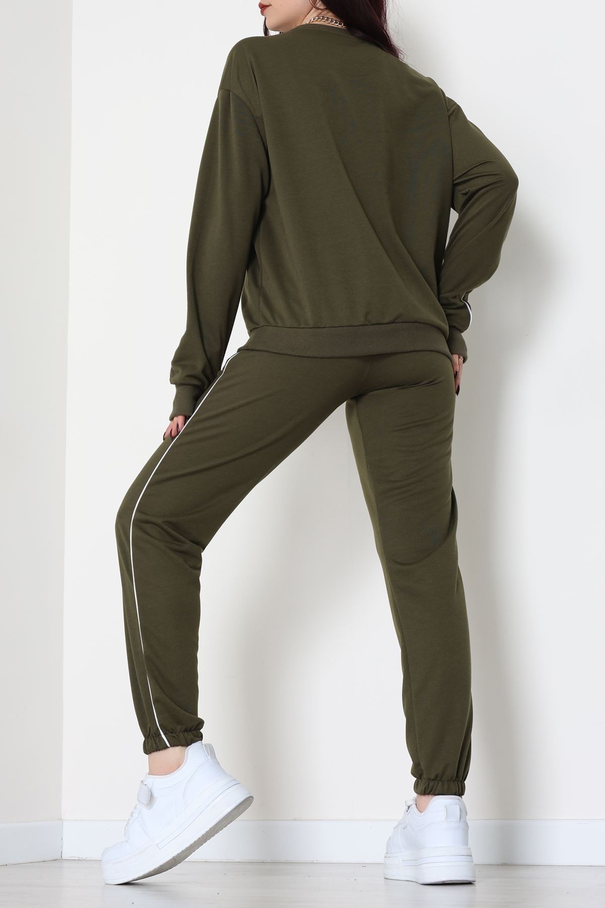 Baskılı Biyeli Eşofman Takımı Haki - 20075.1857.