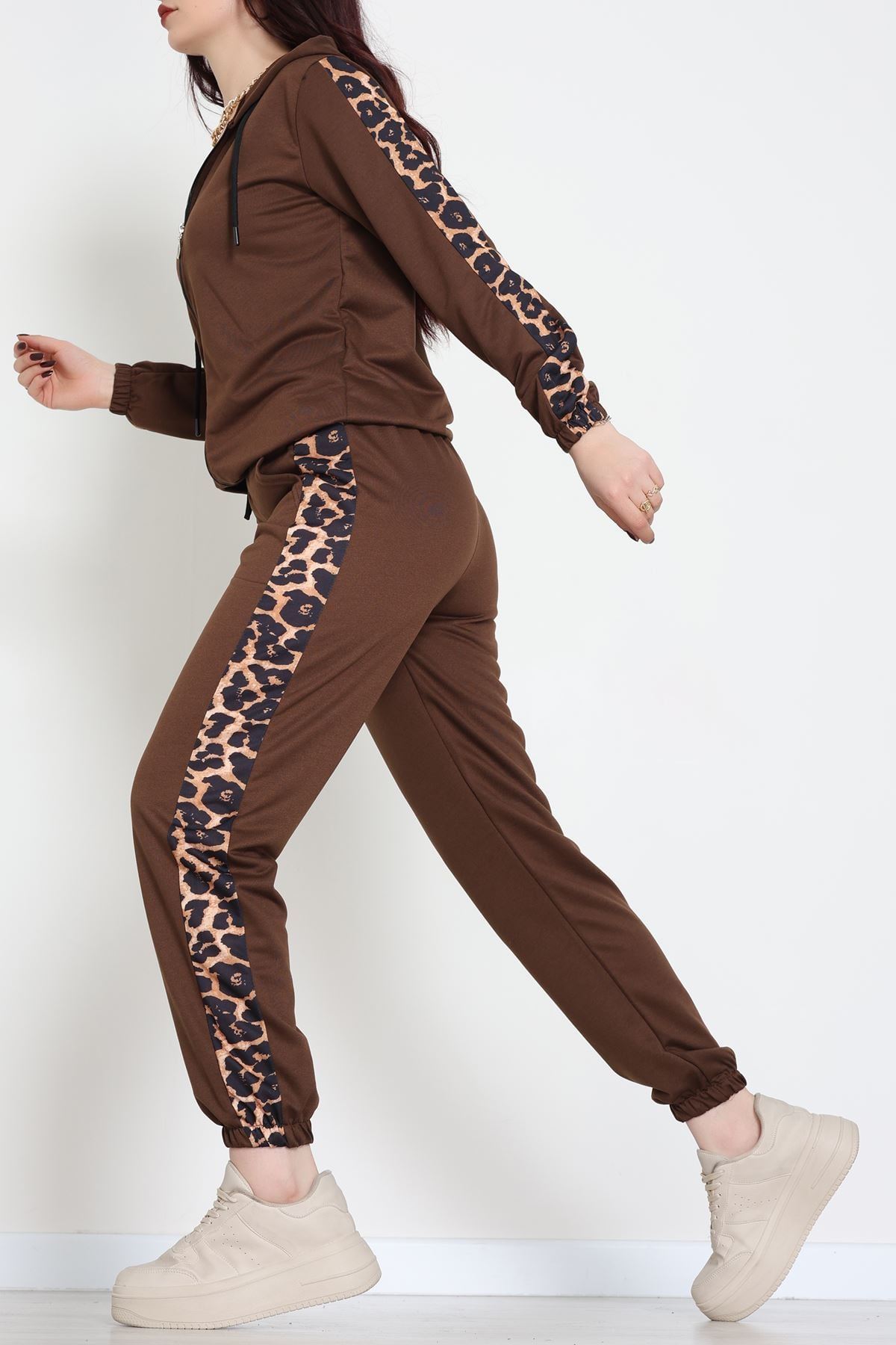 Garnili Fermuarlı 2 İplik Eşofman Takımı Kahve - 50789.1857.