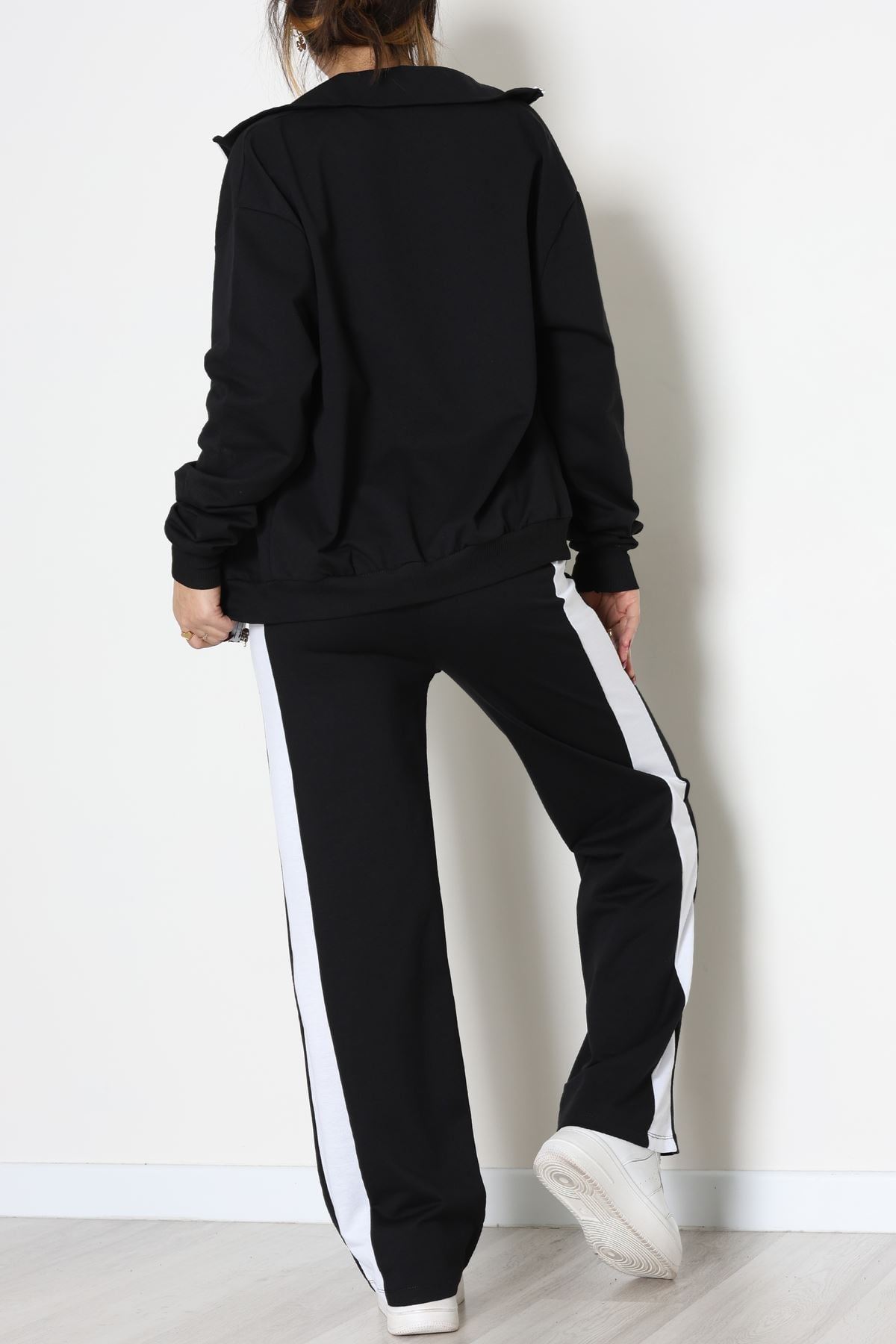 Garnili Fermuarlı 2 İplik Eşofman Takımı Siyahbeyaz - 50790.1857.