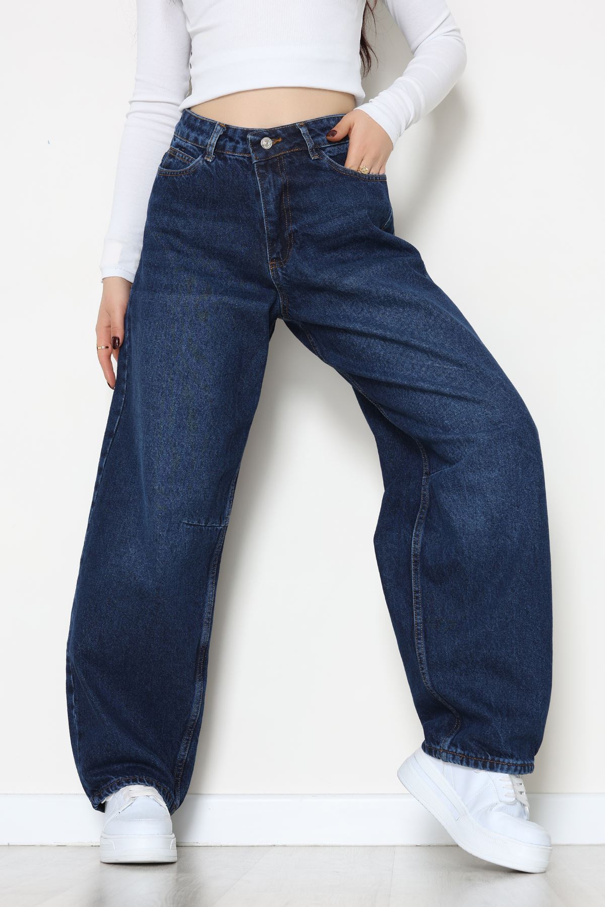 Tokalı Baggy Kot Pantolon Koyumavi - 31581.1184.