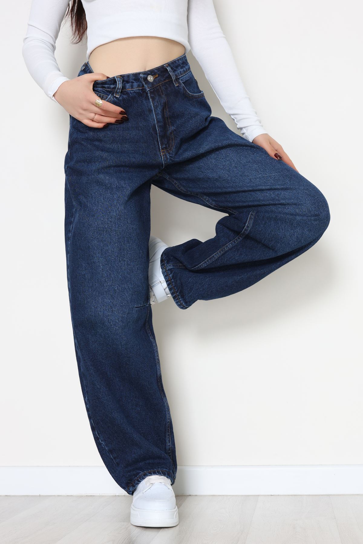 Tokalı Baggy Kot Pantolon Koyumavi - 31581.1184.