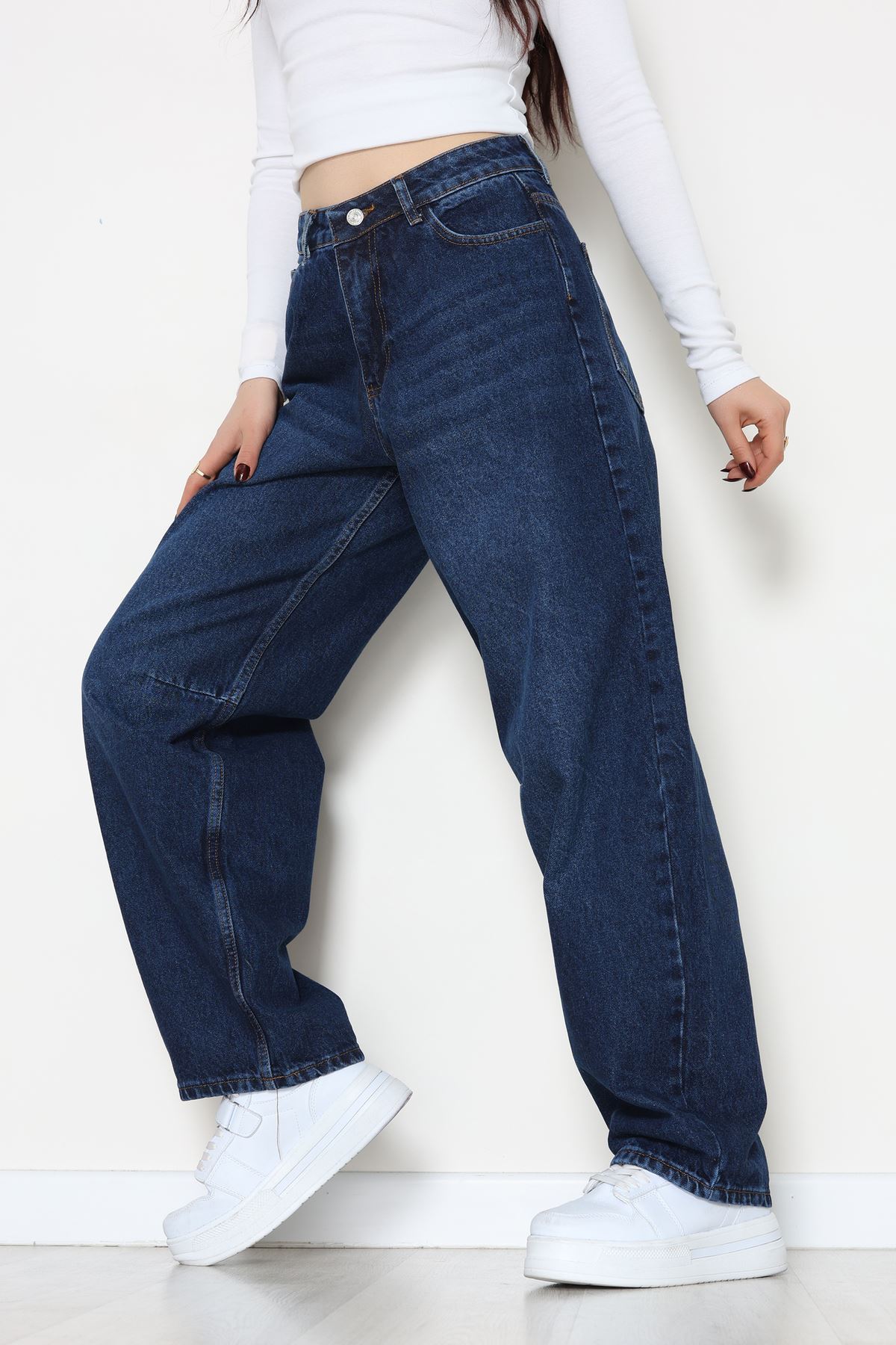 Tokalı Baggy Kot Pantolon Koyumavi - 31581.1184.