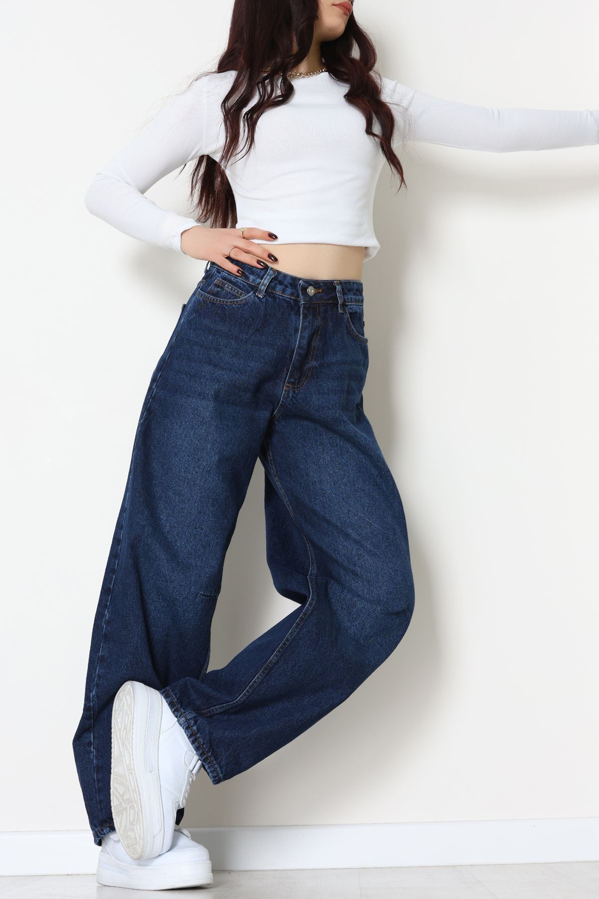 Tokalı Baggy Kot Pantolon Koyumavi - 31581.1184.