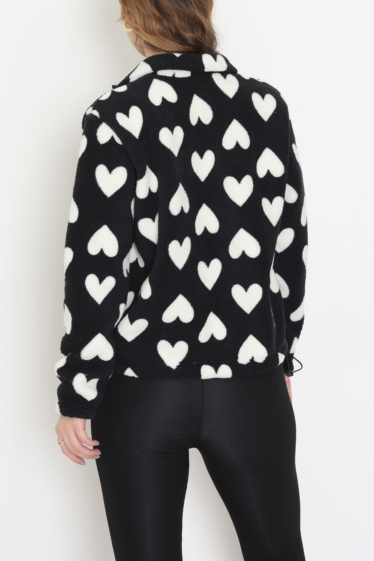 Yarım Fermuarlı Peluş Sweat Siyahkalp - 31713.1247.