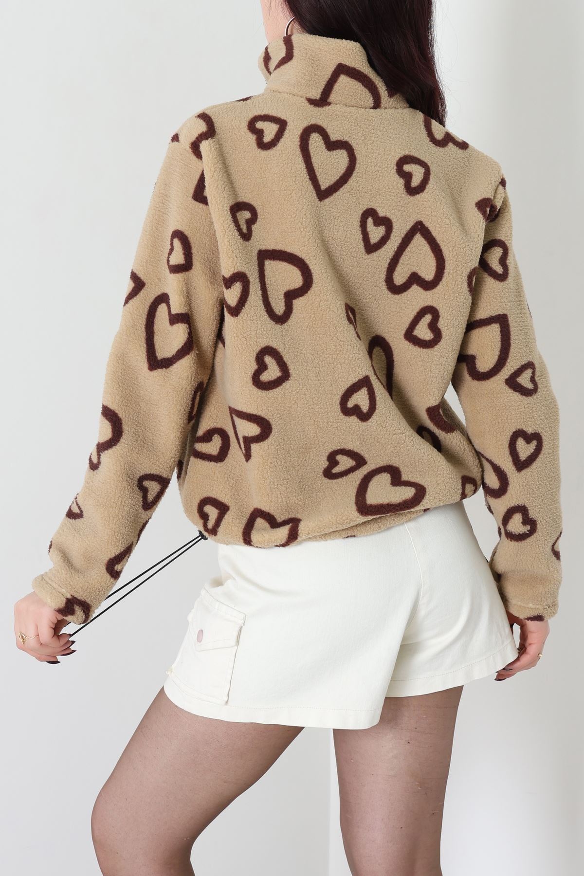 Yarım Fermuarlı Peluş Sweat Vizonkahve - 31713.1247.