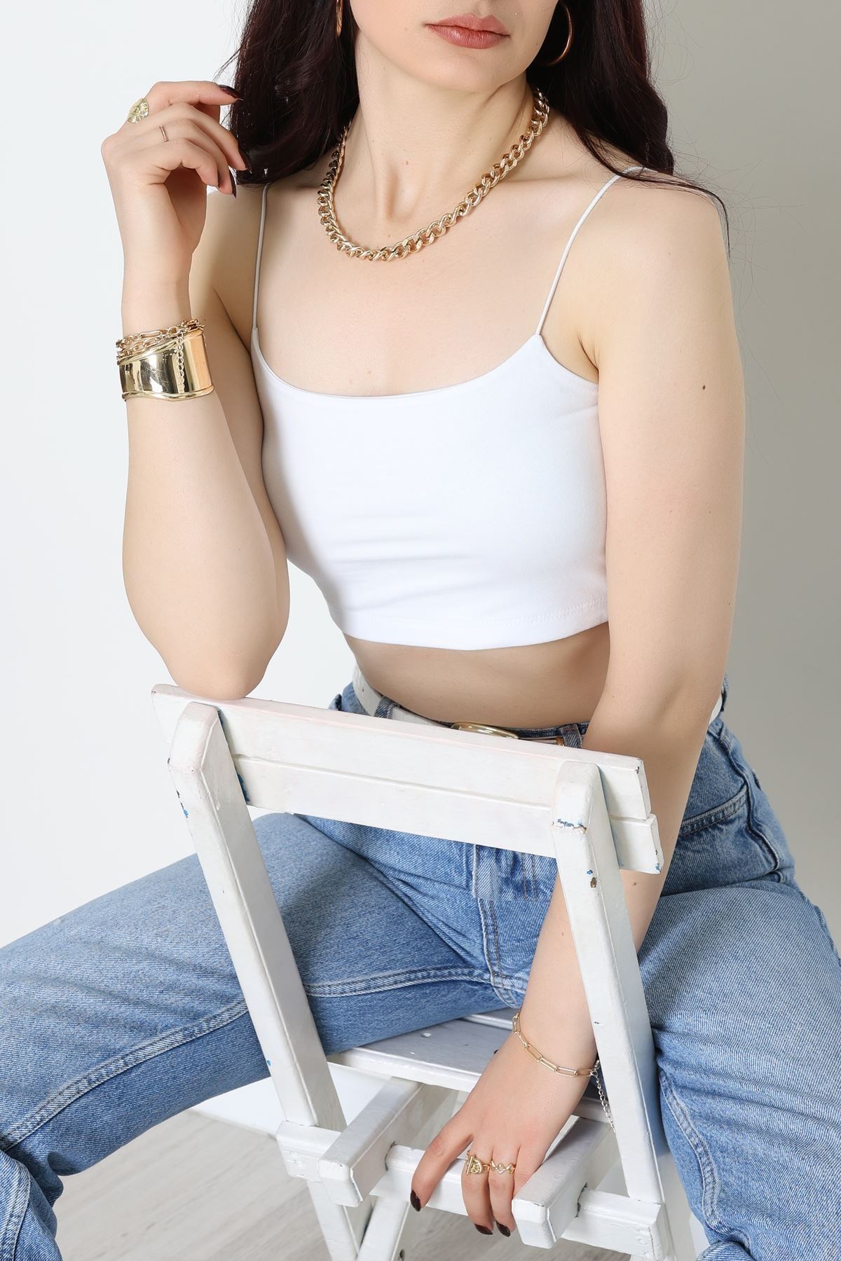İp Askılı Crop Büstiyer Atlet Beyaz - 20544.200.