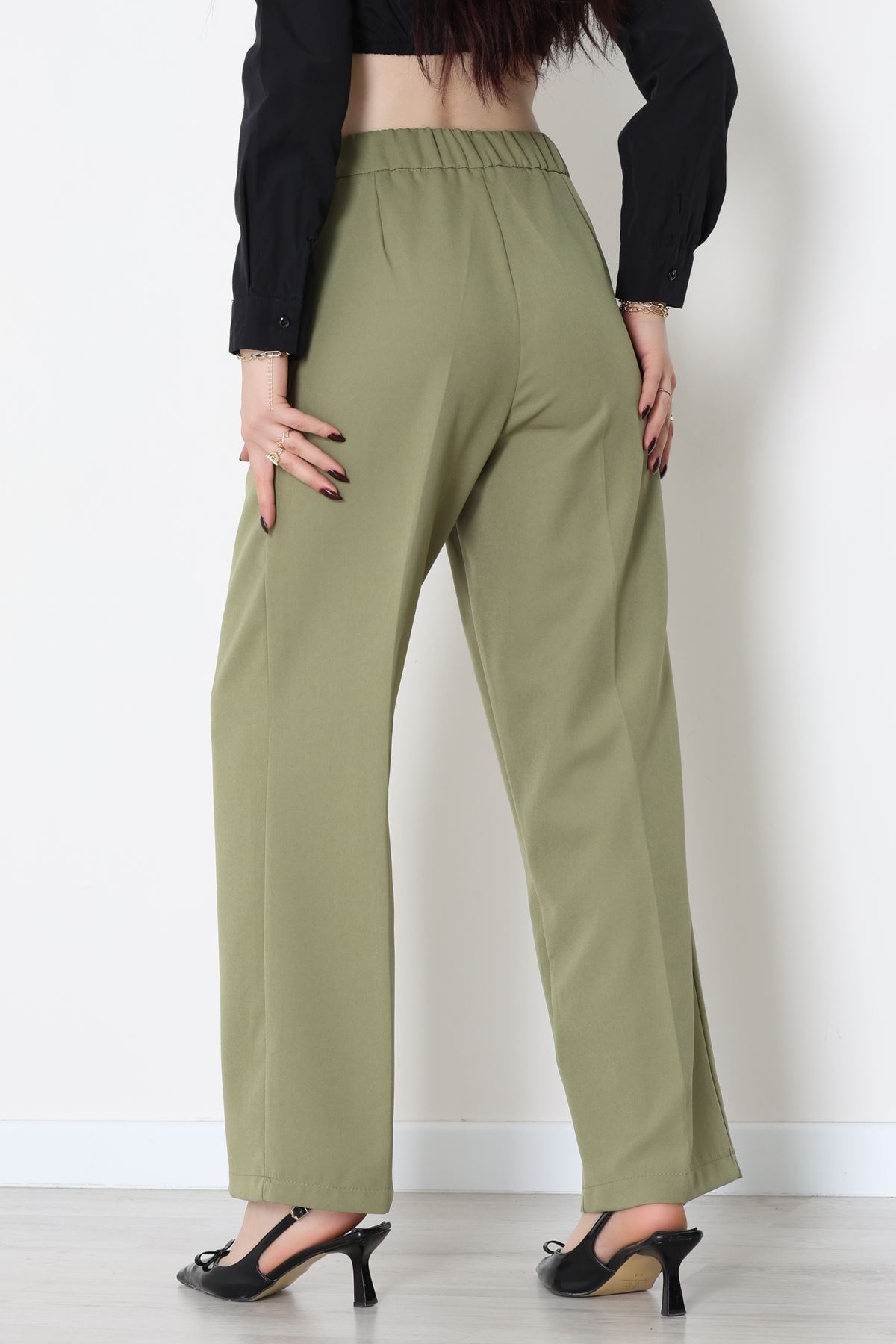 Dabıl Kumaş Beli Bağcıklı Pantolon Çağla - 51615.683.