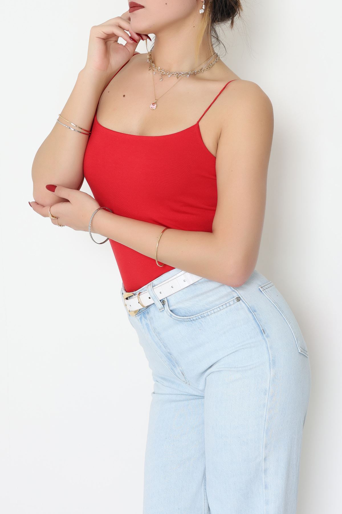 İp Askılı Kısa Crop Atlet Kırmızı - 21563.200.