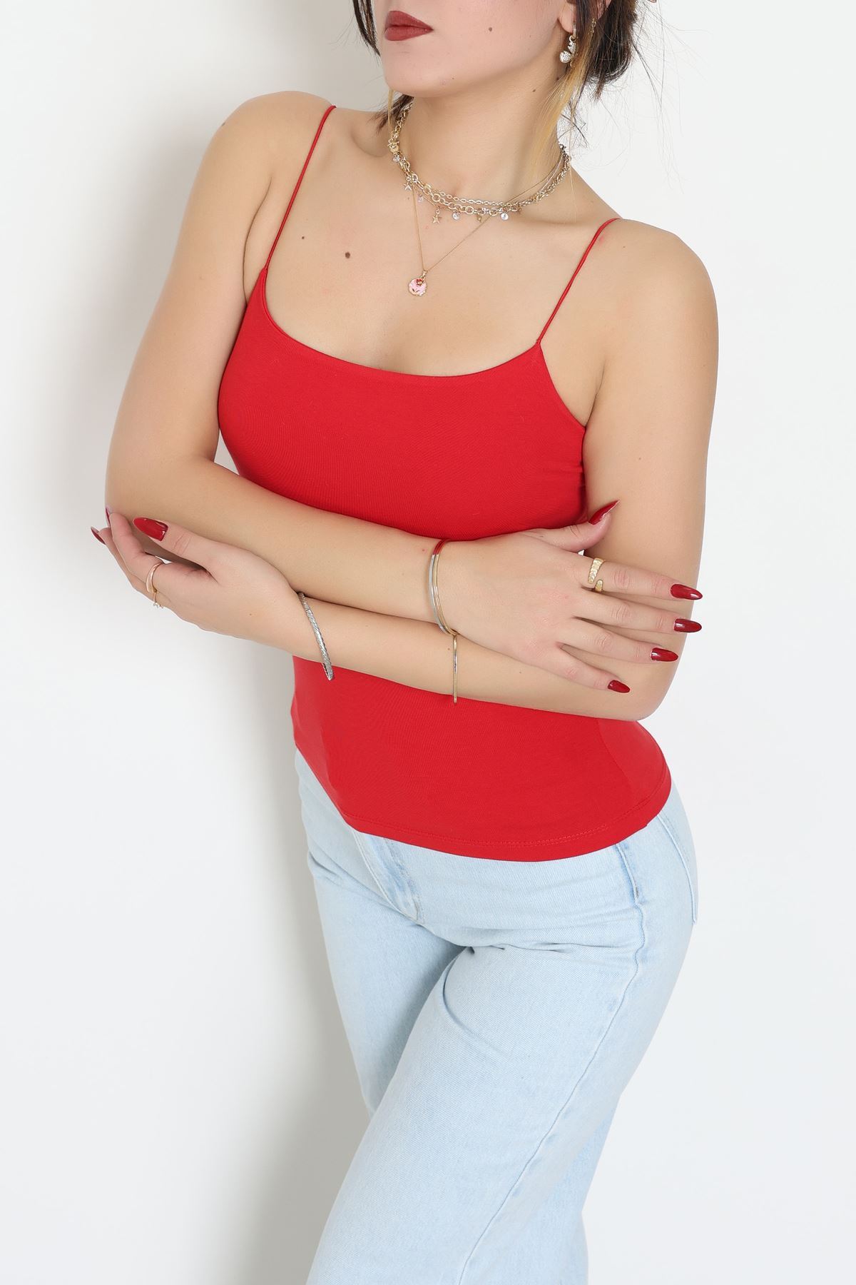 İp Askılı Kısa Crop Atlet Kırmızı - 21563.200.