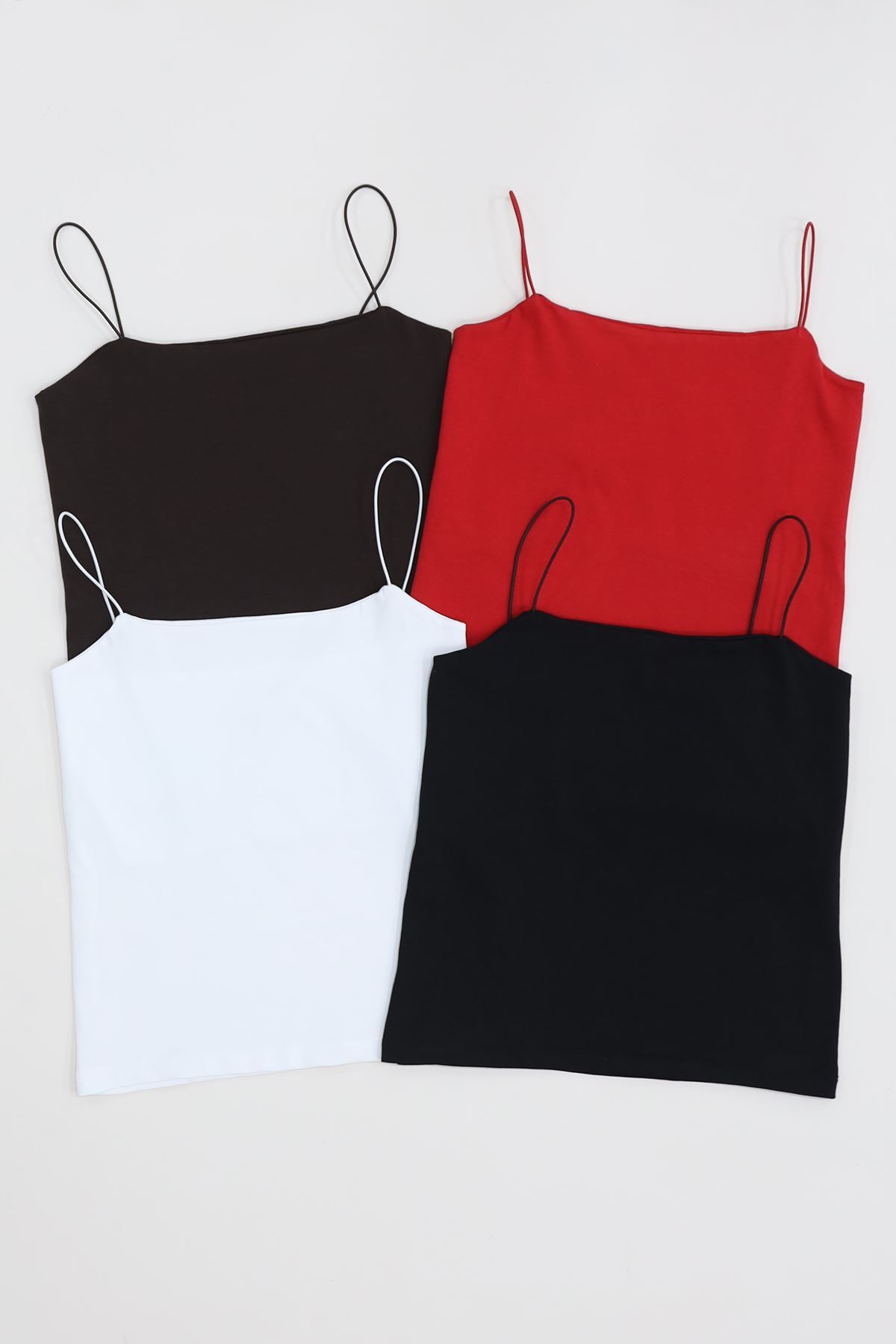 İp Askılı Kısa Crop Atlet Kırmızı - 21563.200.