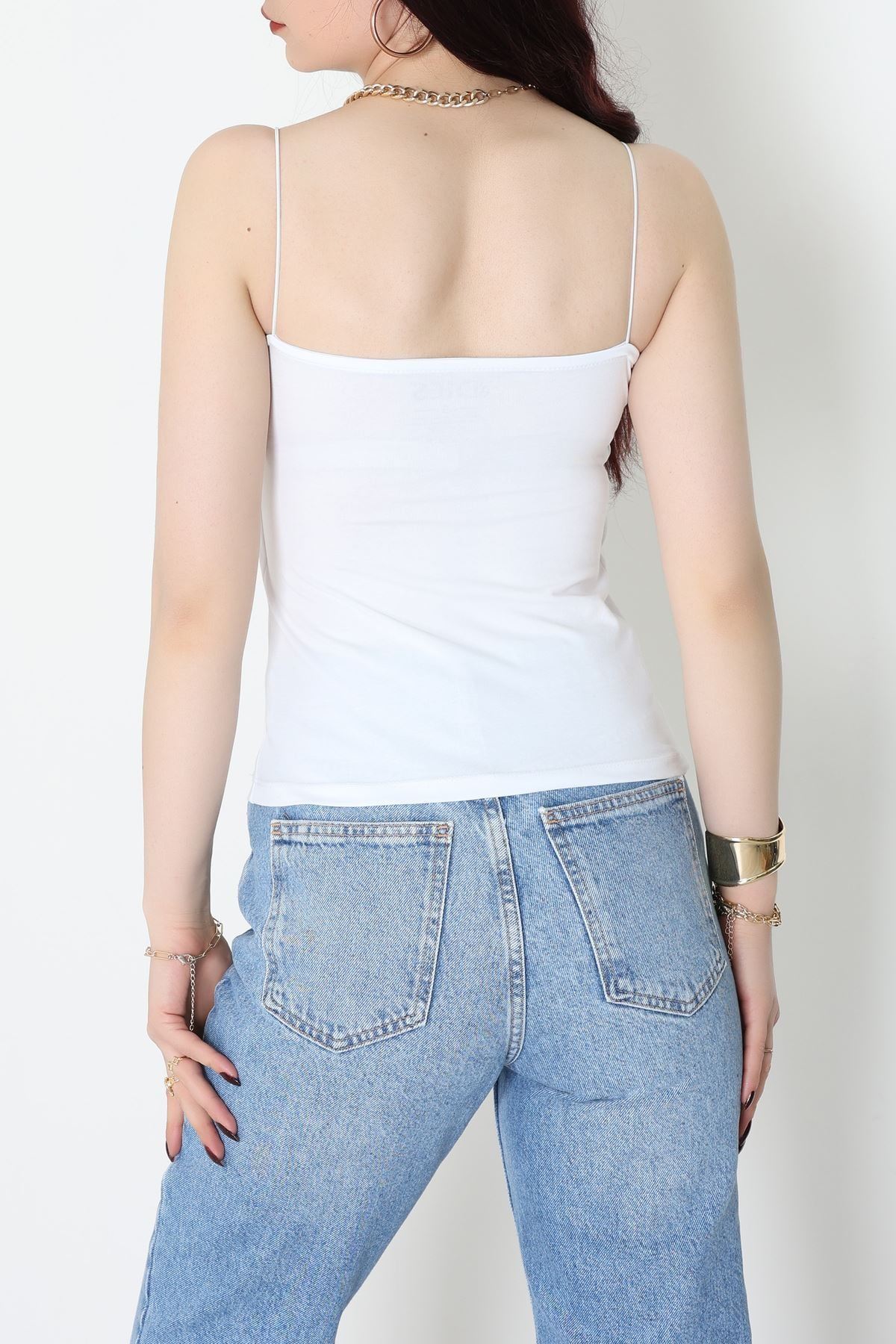 İp Askılı Kısa Crop Atlet Beyaz - 21563.200.