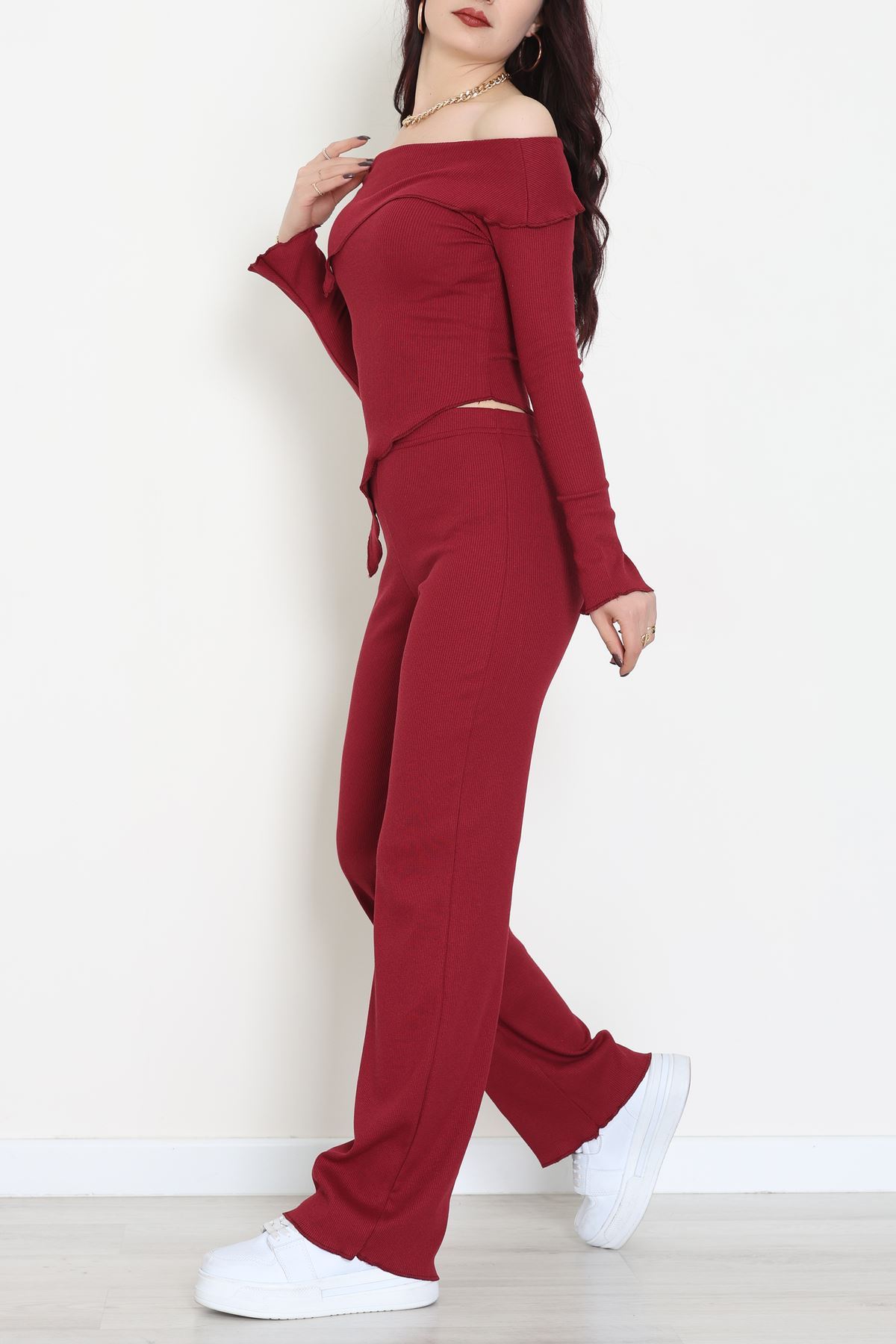 Madonna Yaka Asimetrik Kesim Takım Bordo - 55029.1567.