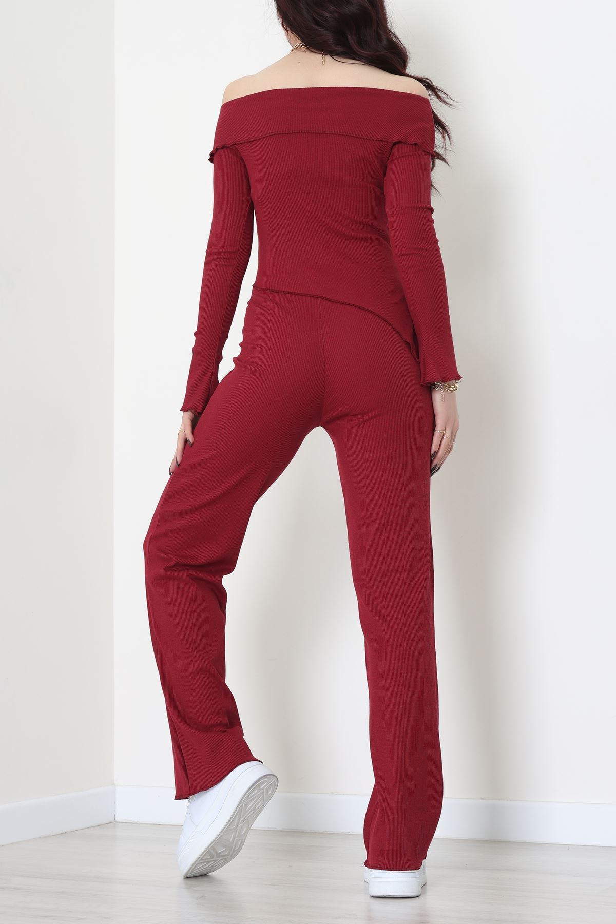 Madonna Yaka Asimetrik Kesim Takım Bordo - 55029.1567.