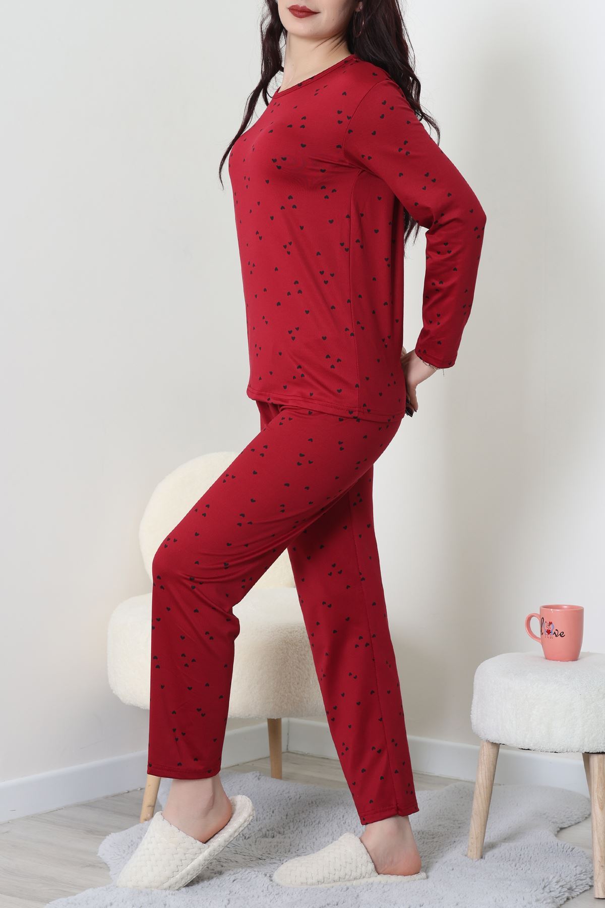 Sandy Alt Üst Aynı Pijama Takımı Bordosiyah - 52166.1048.