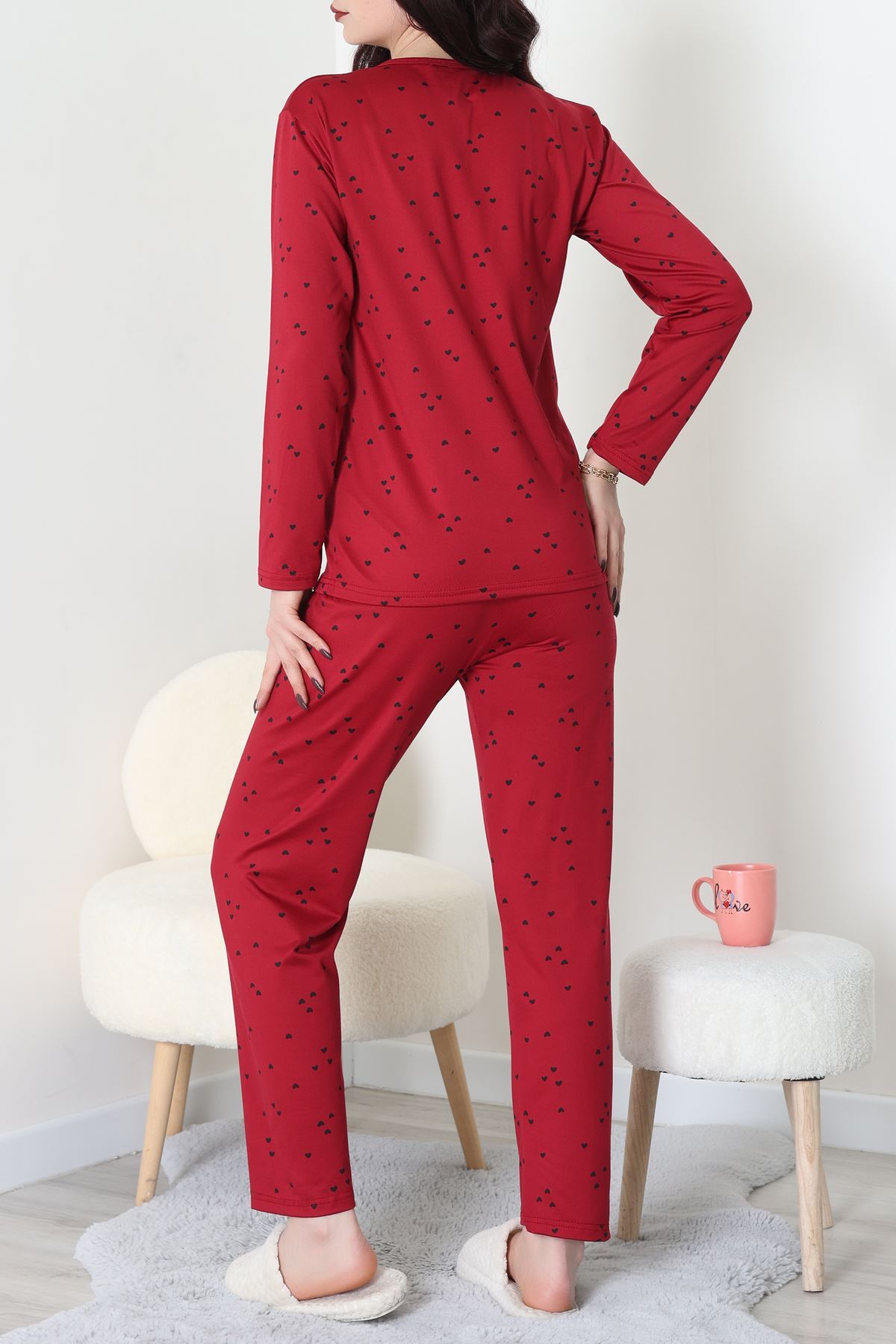 Sandy Alt Üst Aynı Pijama Takımı Bordosiyah - 52166.1048.