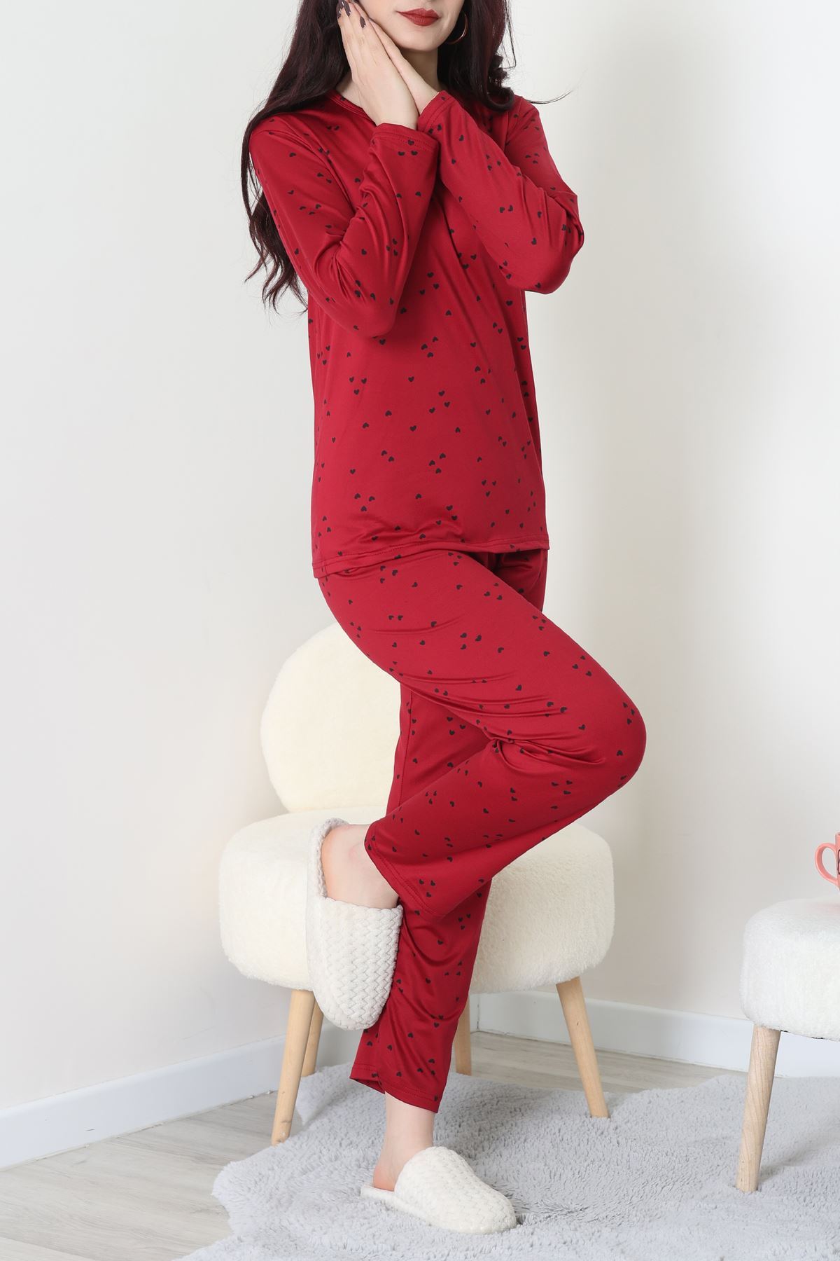 Sandy Alt Üst Aynı Pijama Takımı Bordosiyah - 52166.1048.