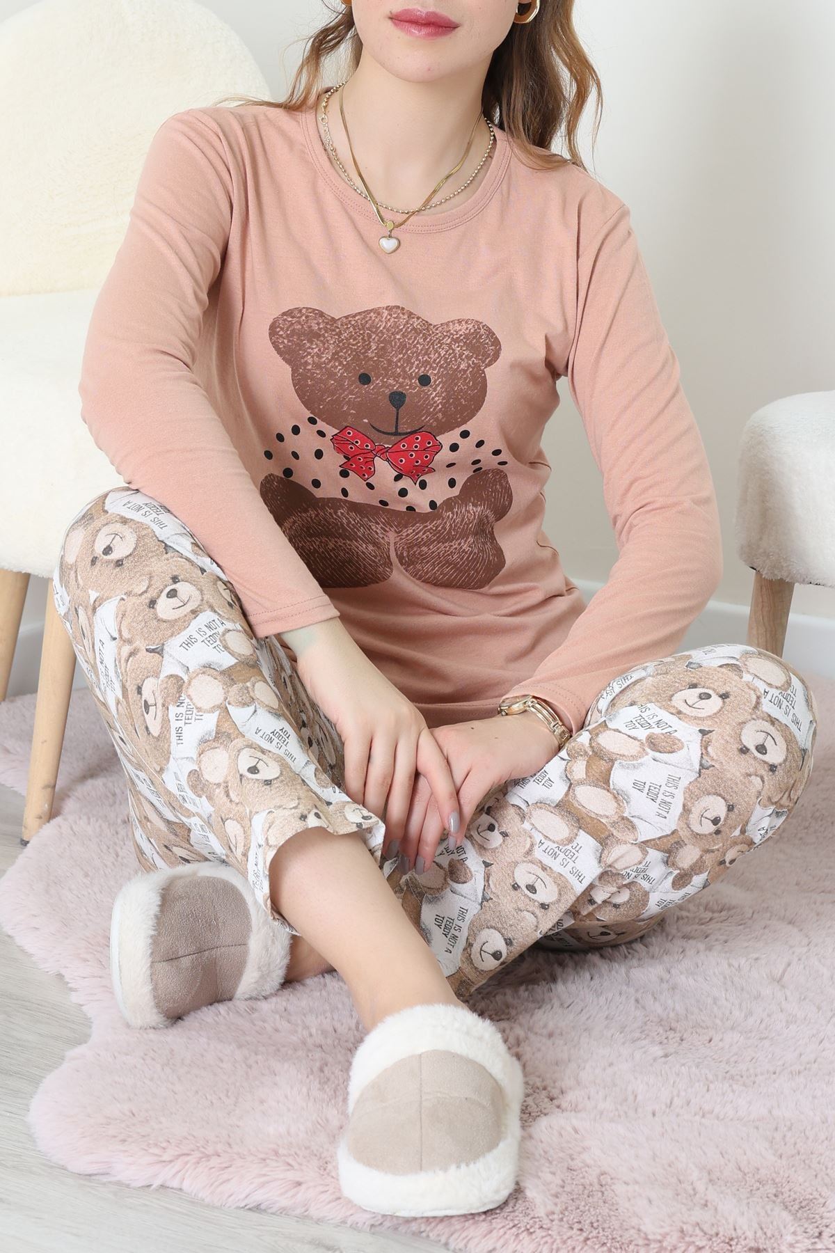 Viskon Pijama Takımı Bisküvi - 52185.2123.