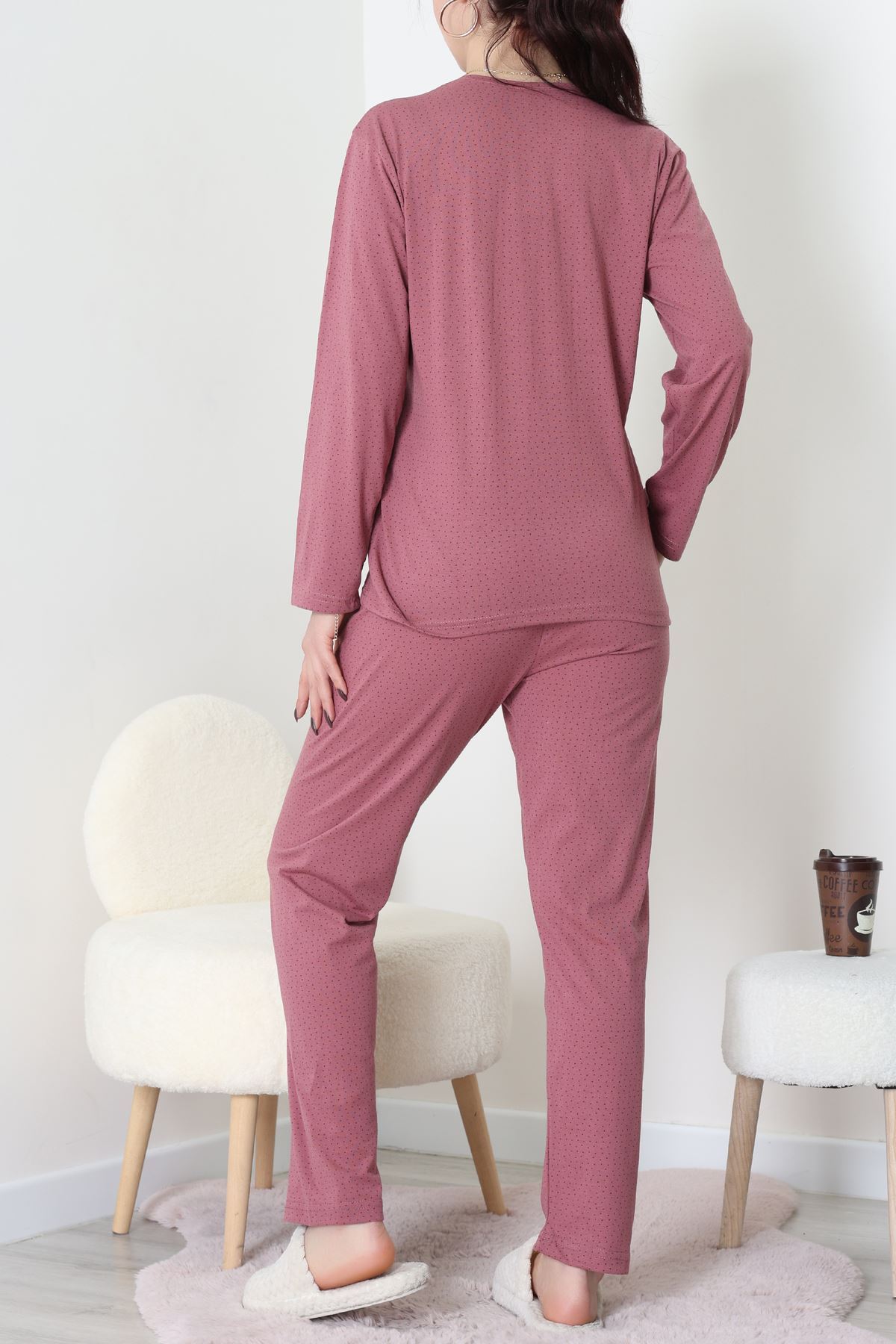 Süprem Kumaş Mevsimlik Pijama Takımı Bordo Gülkurusu1 - 31897.1961.