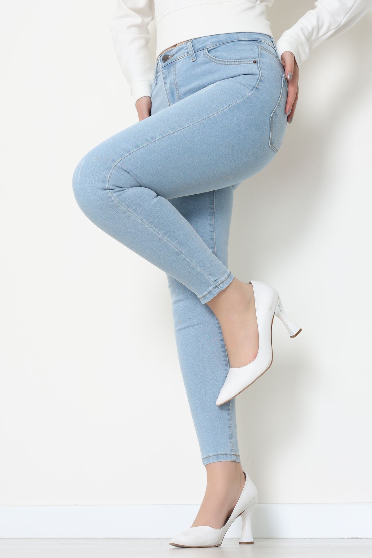 Dar Paça Kot Pantolon Açıkmavi - 42901.2128.