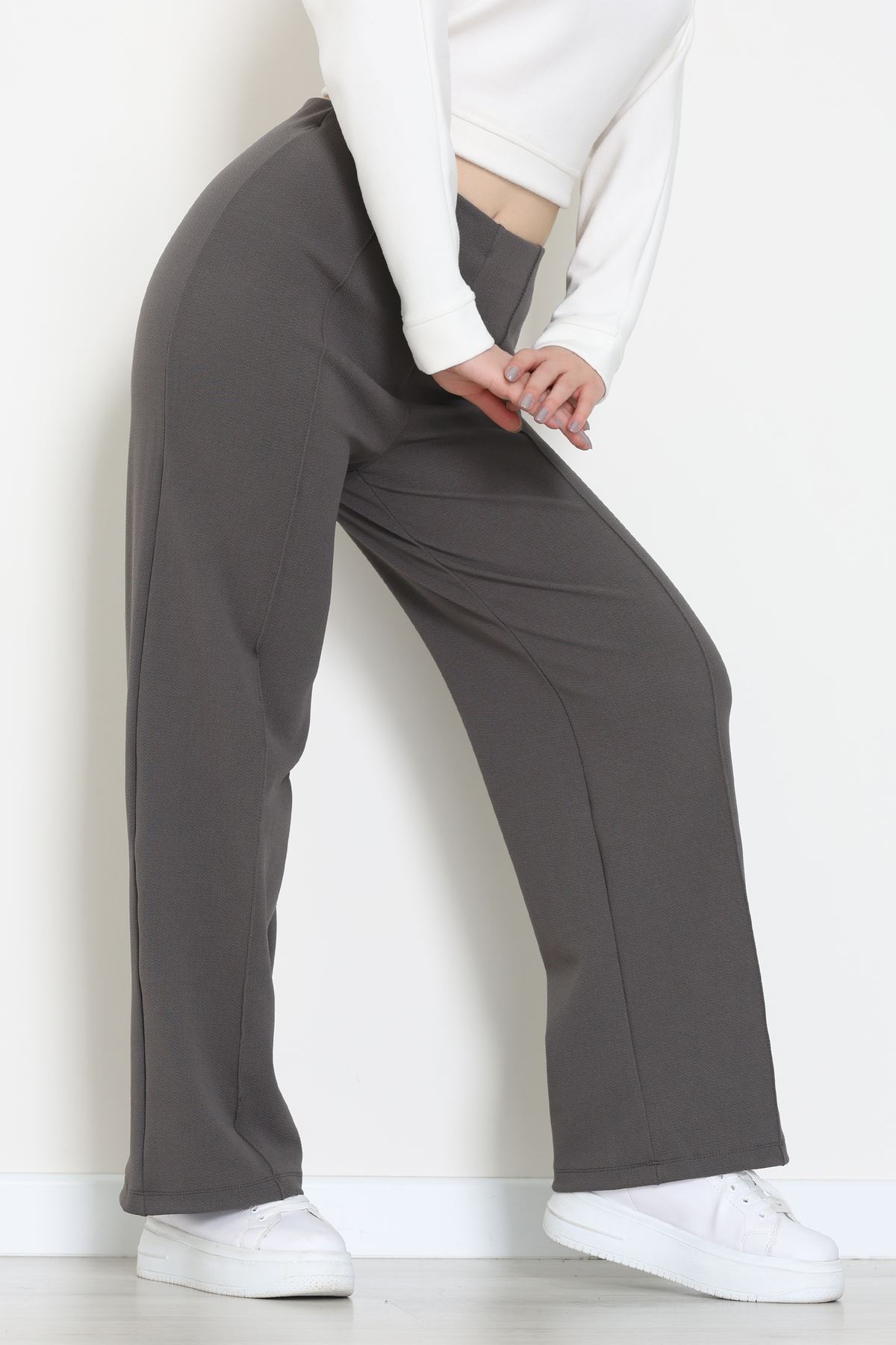 Zra Krep Lastikli Çımalı Pantolon Antrasit - 51251.1837.