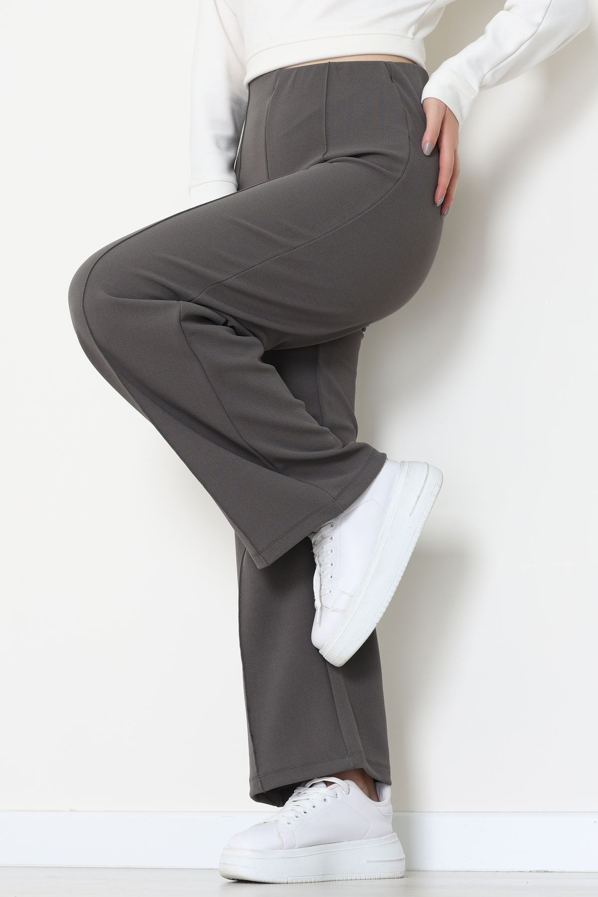 Zra Krep Lastikli Çımalı Pantolon Antrasit - 51251.1837.