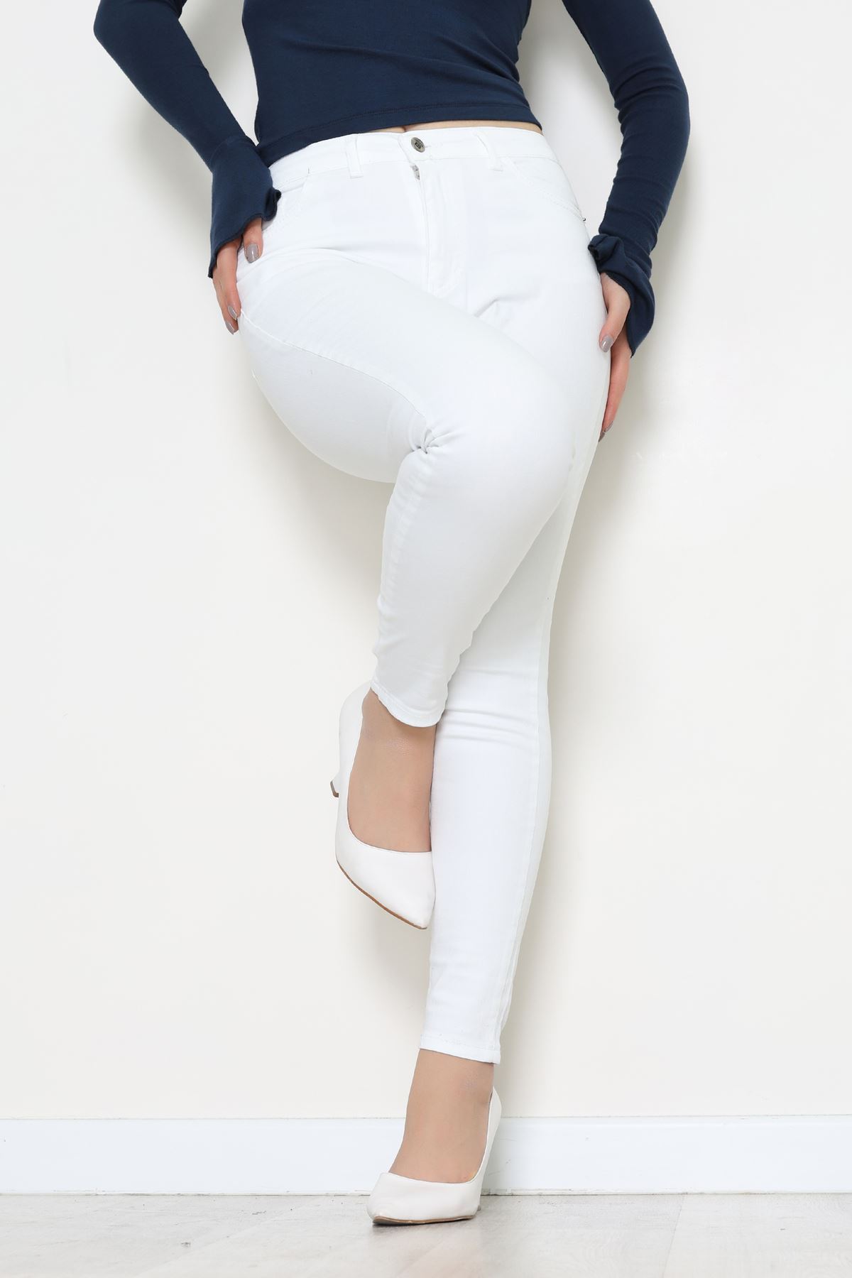 Dar Paça Kot Pantolon Beyaz - 42900.2128.