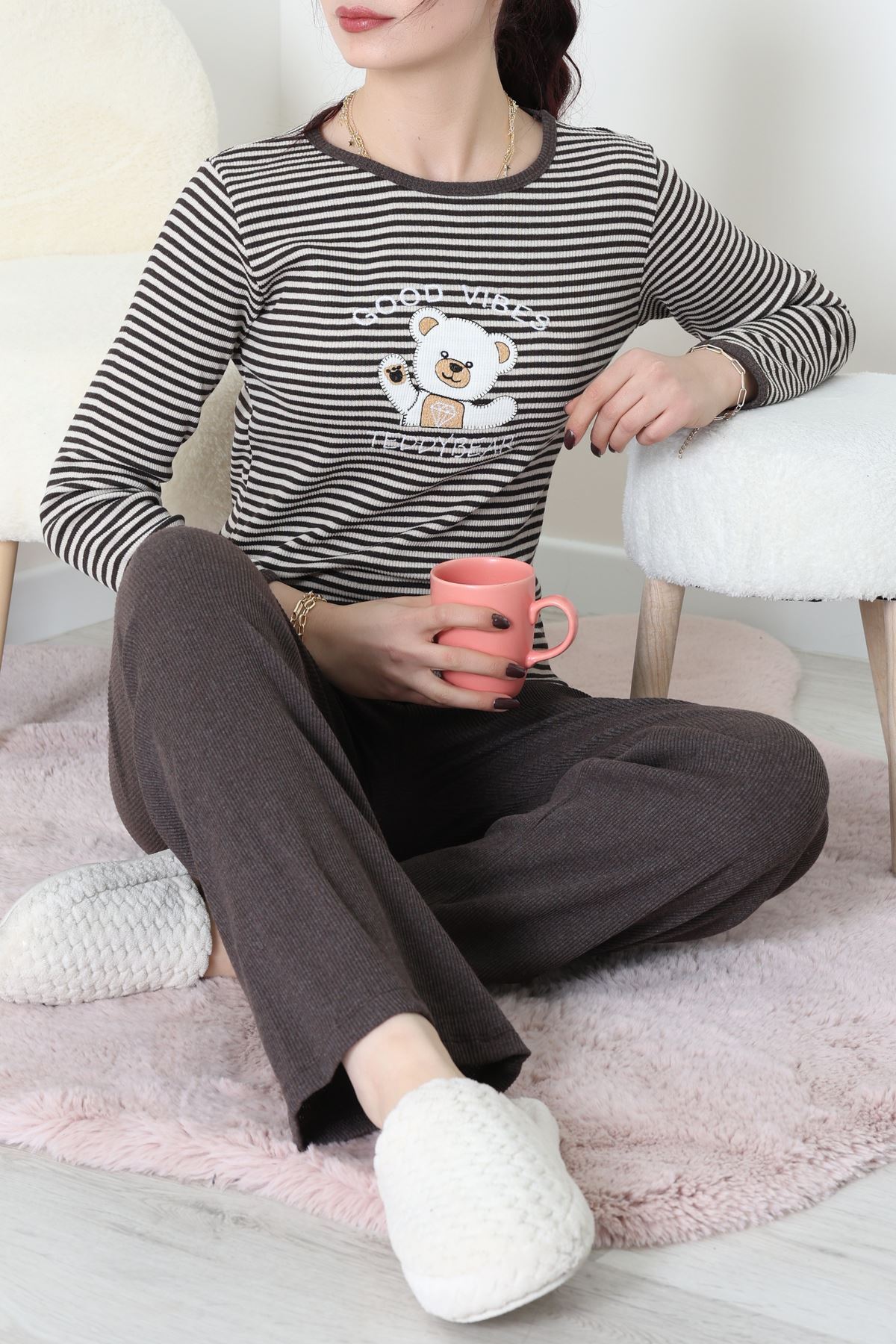 Kaşkorse Pijama Takımı Kahve - 52141.1567.