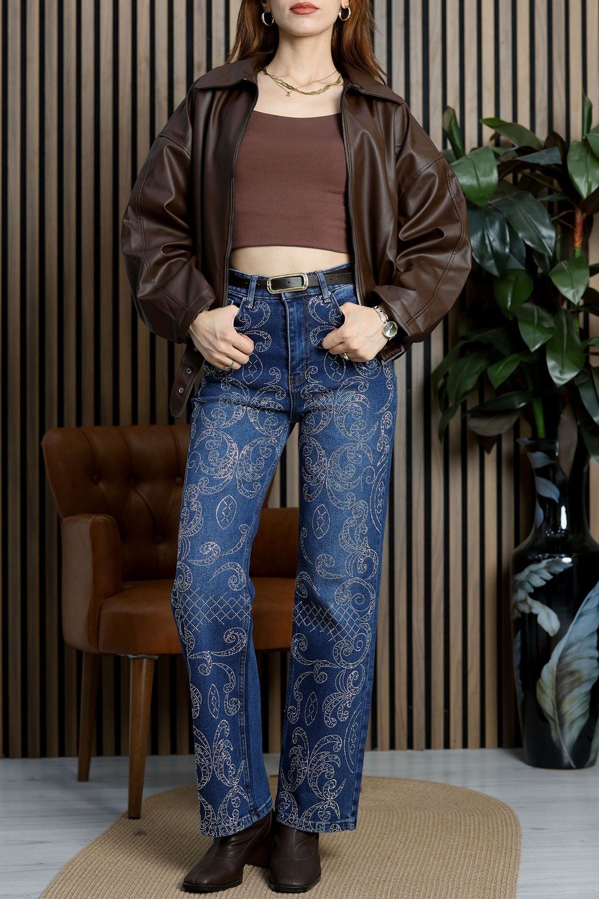 Kemerli Deri Ceket Kahve - 2017.2089.