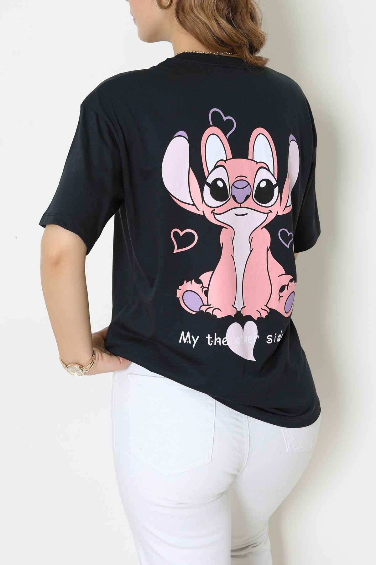 Baskılı Kompakt Penye Tişört Antipembe - 55044.1872.