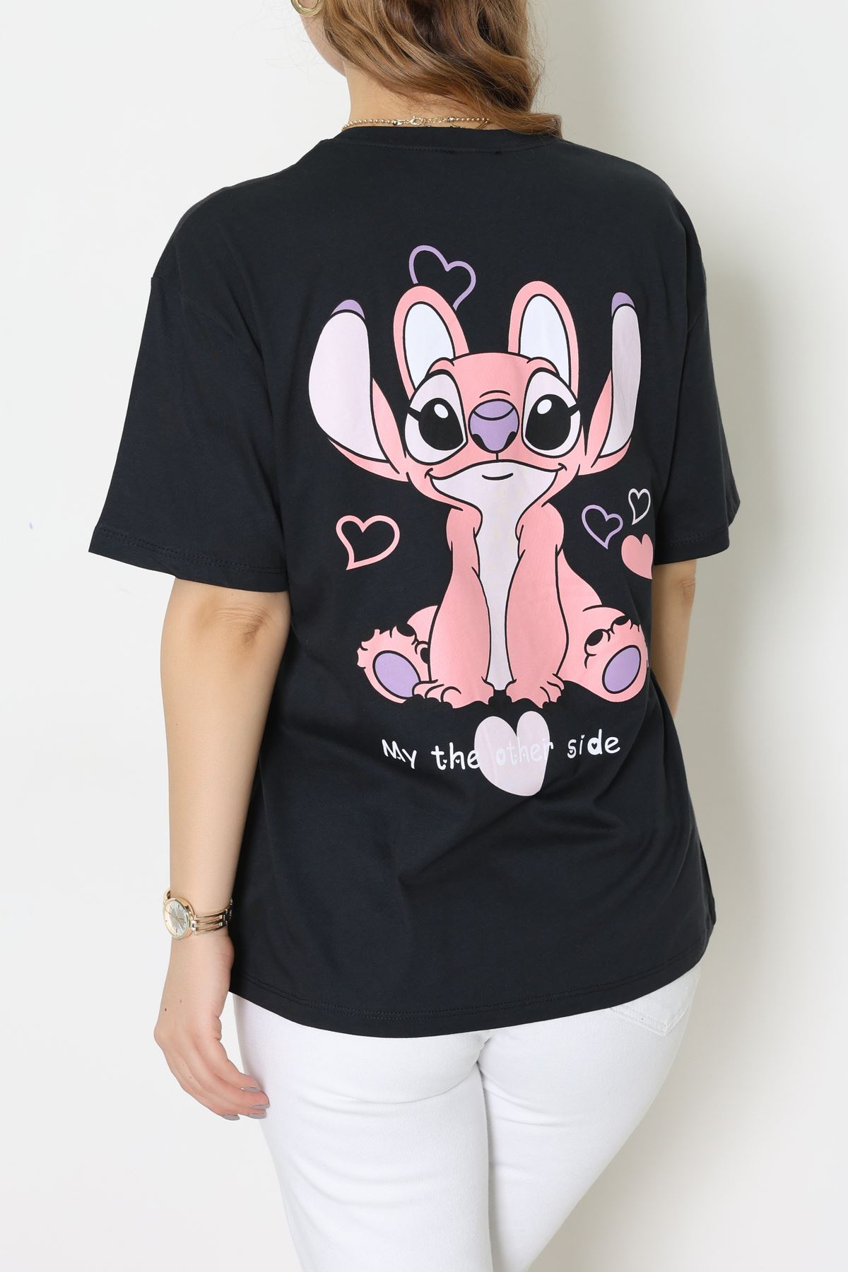 Baskılı Kompakt Penye Tişört Antipembe - 55044.1872.