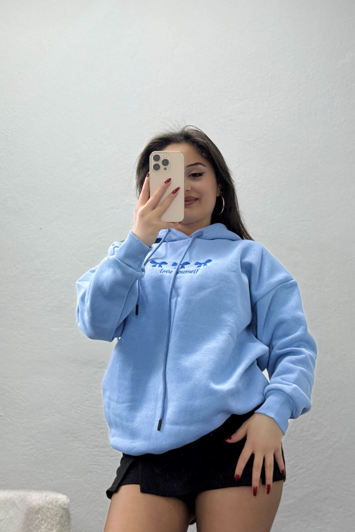 3 İplik Kapşonlu Nakışlı Sweat Bebemavisaks - 42219.1878.