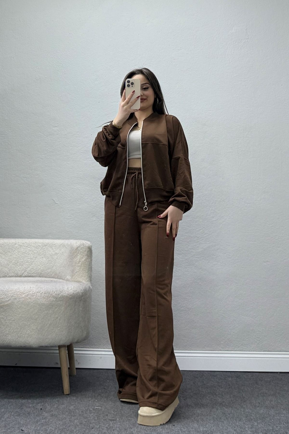 2 İplik Eşofman Takımı Acıkahve - 55022.1857.