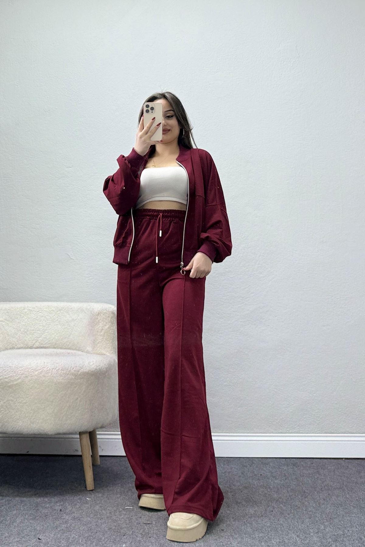 2 İplik Eşofman Takımı Bordo - 55022.1857.