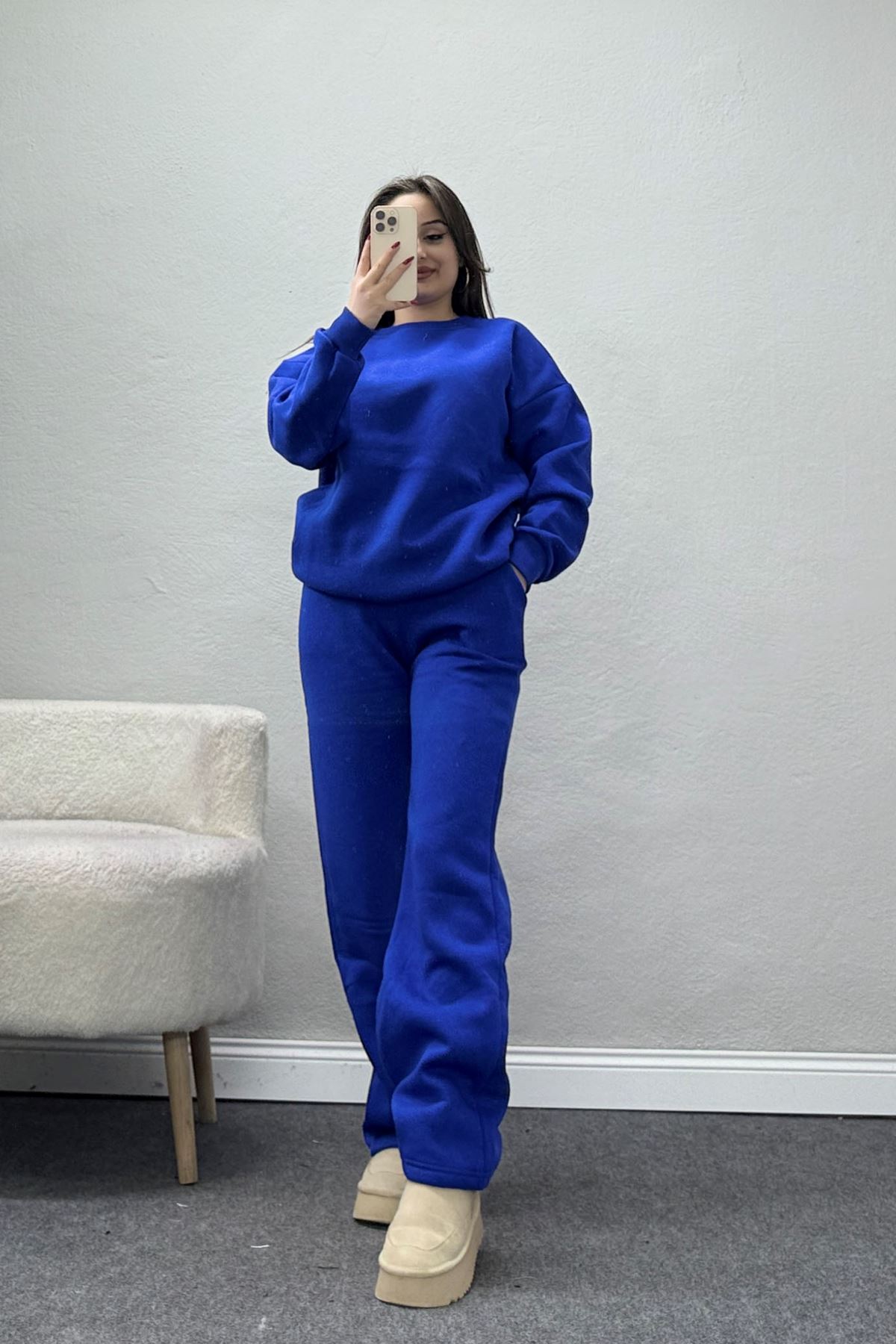 Üç İplik Eşofman Takımı Saks - 70779.1878.