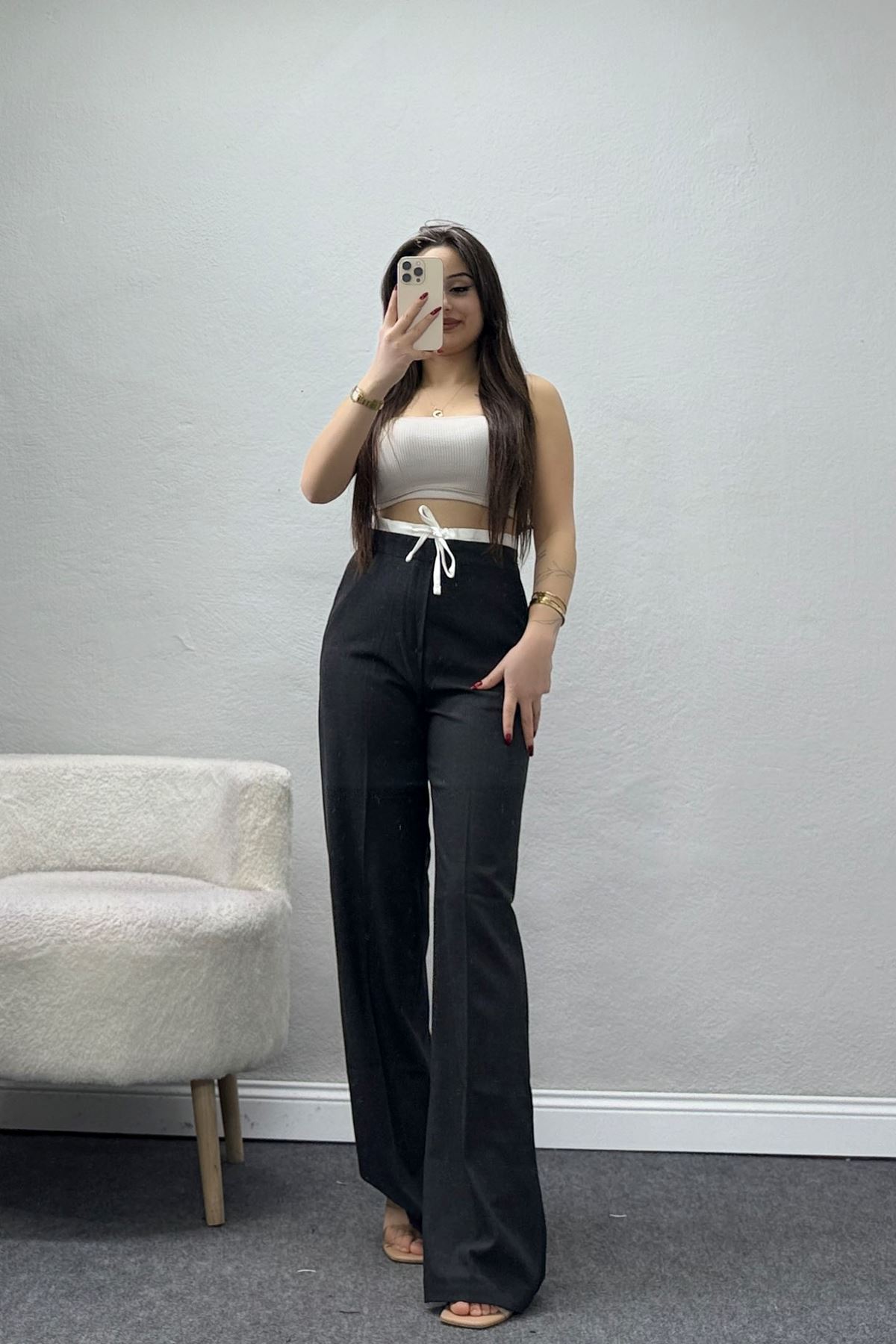 Beli Garnili Poliviskon Palazzo Pantolon Antrasit - 51235.1920.