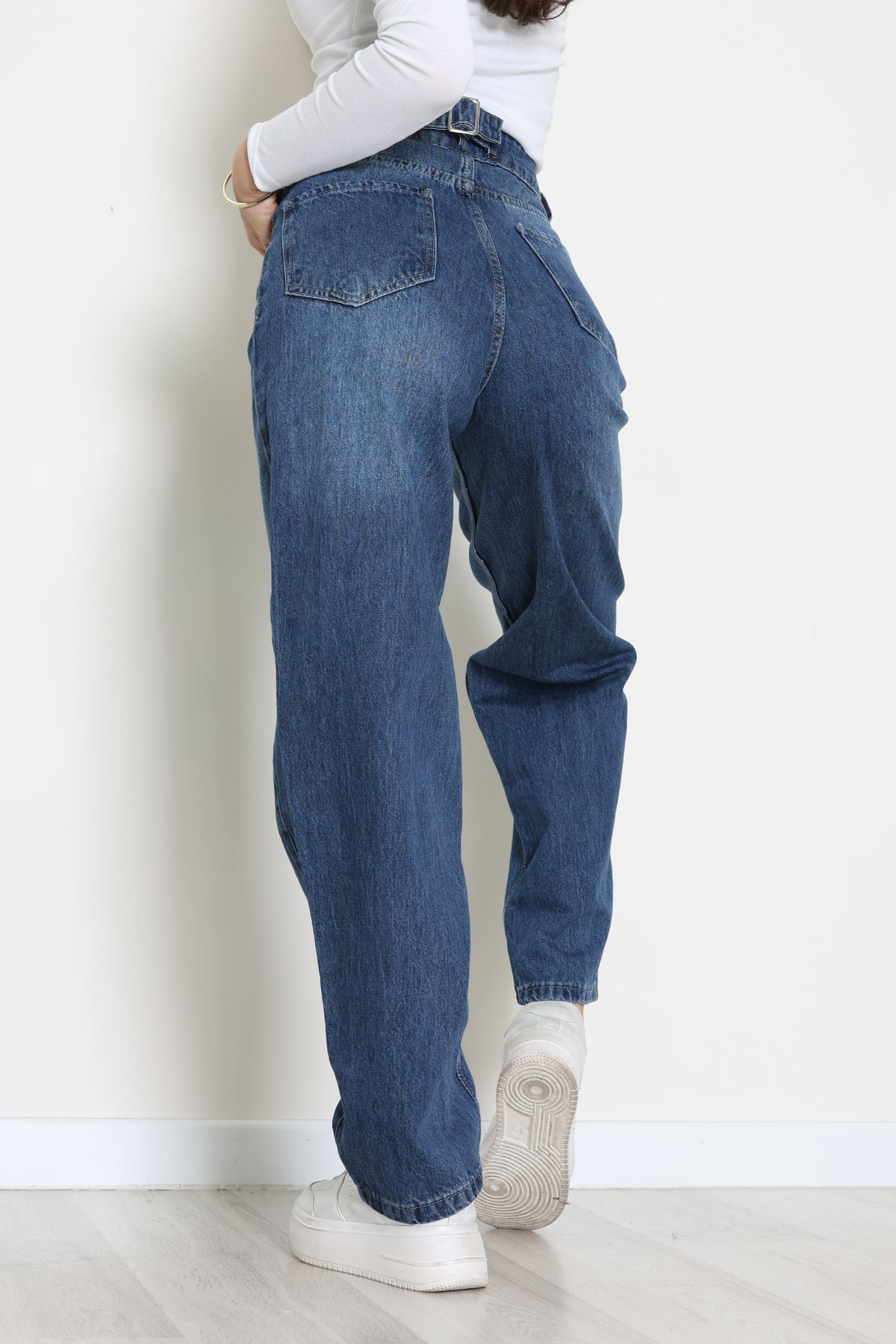 Arkası Tokalı Baggy Kot Pantolon Koyumavi - 31895.1606.