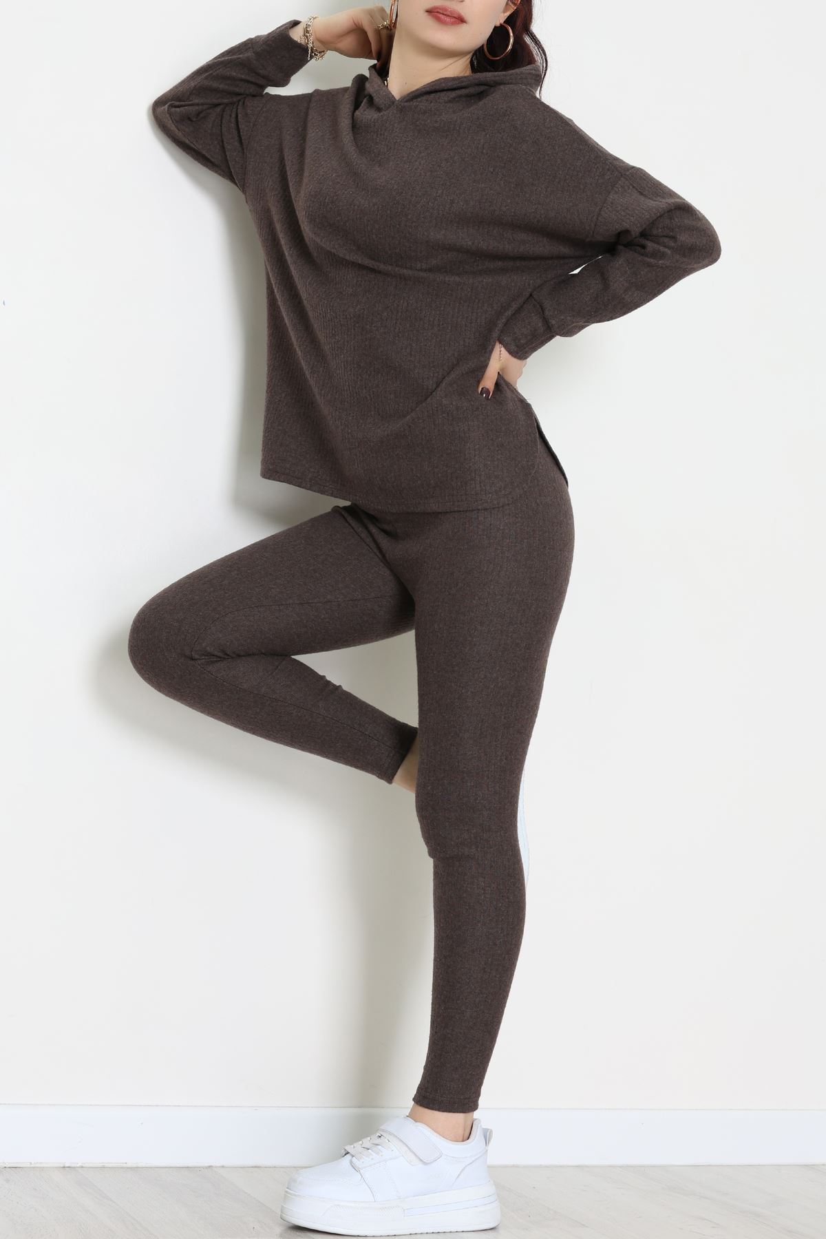 Raporlu İnterlok Kapşonlu İkili Takım Acıkahve - 55040.1567.