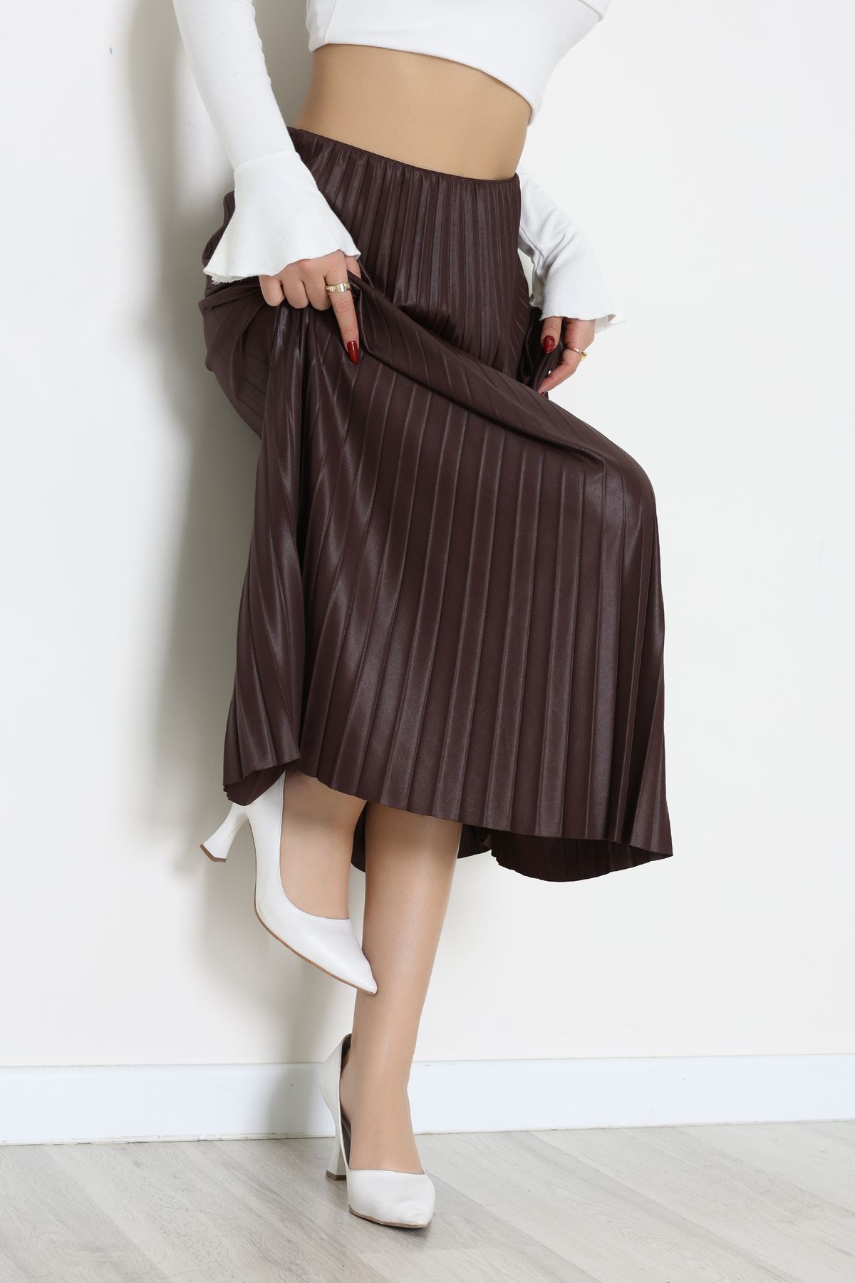 Pileli Etek Kahve - 52207.1005.