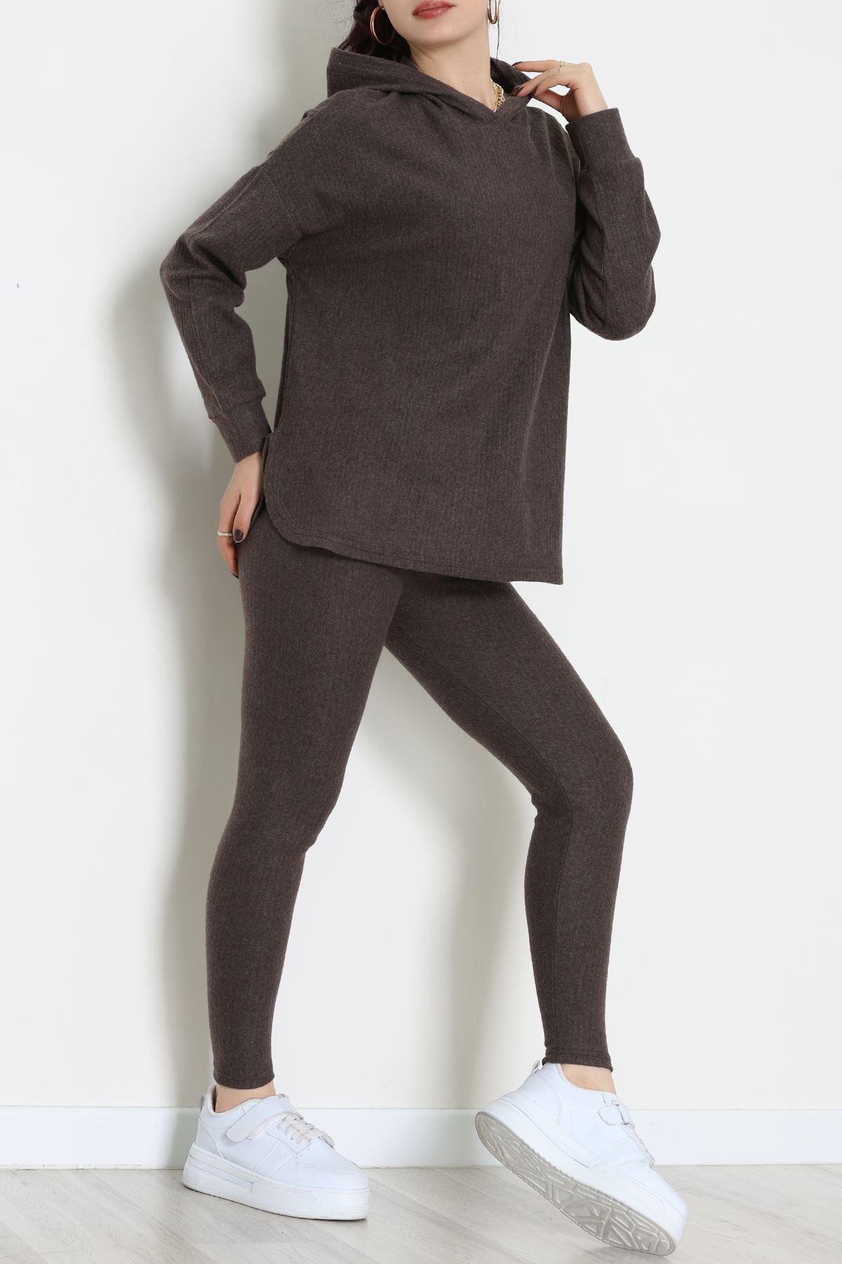 Raporlu İnterlok Kapşonlu İkili Takım Acıkahve - 55040.1567.