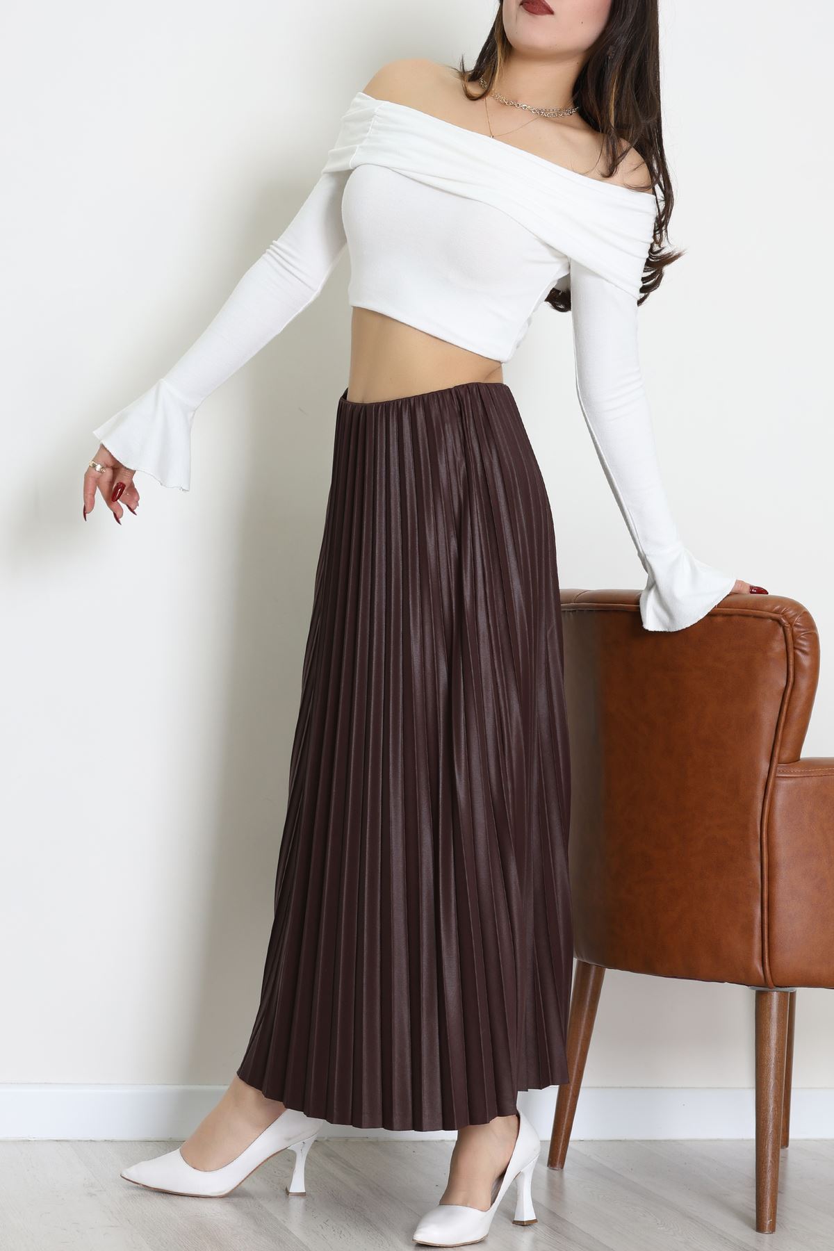 Pileli Etek Kahve - 52207.1005.