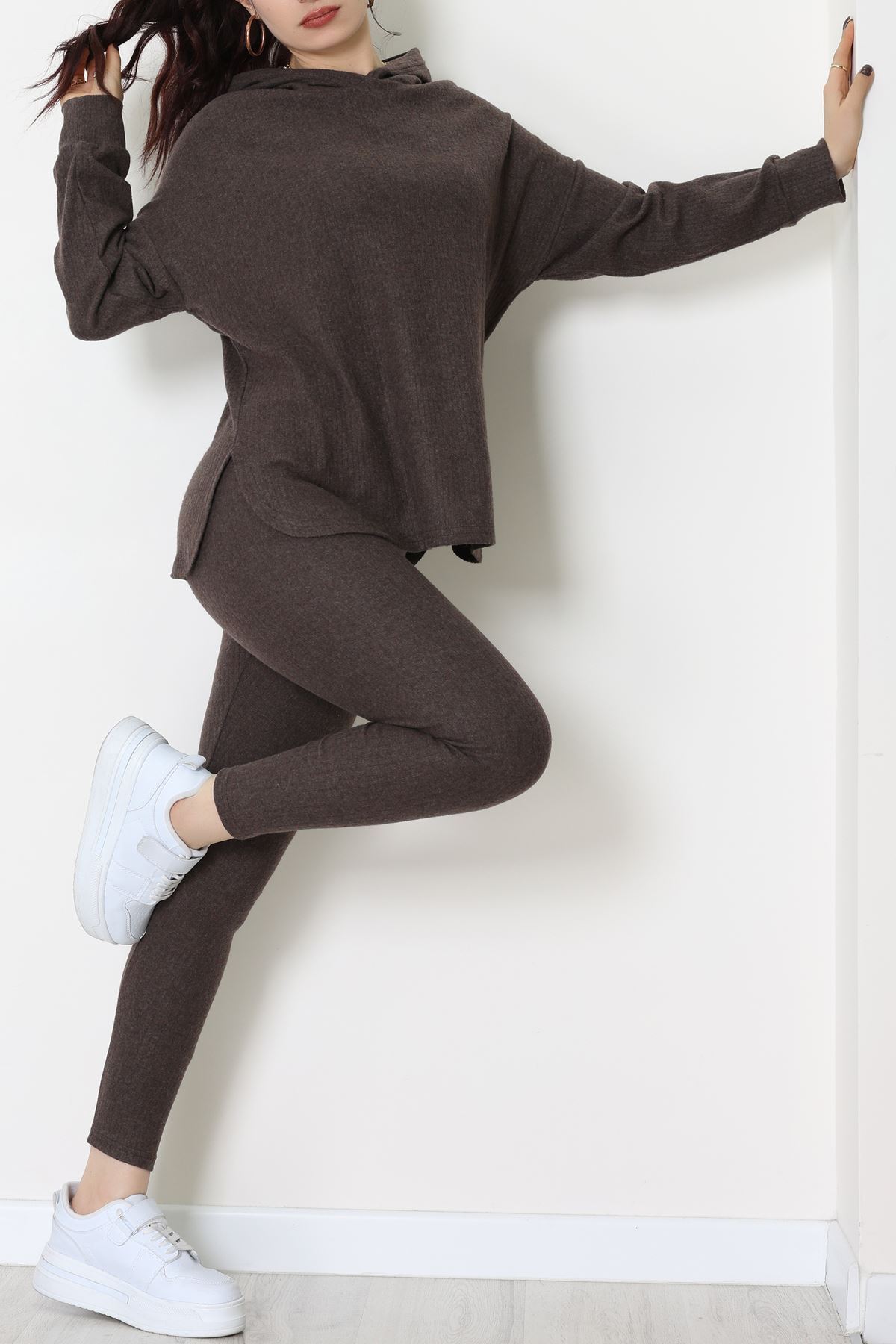 Raporlu İnterlok Kapşonlu İkili Takım Acıkahve - 55040.1567.