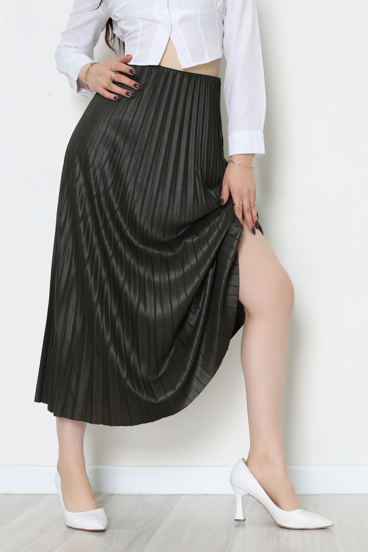 Pileli Etek Haki - 52207.1005.