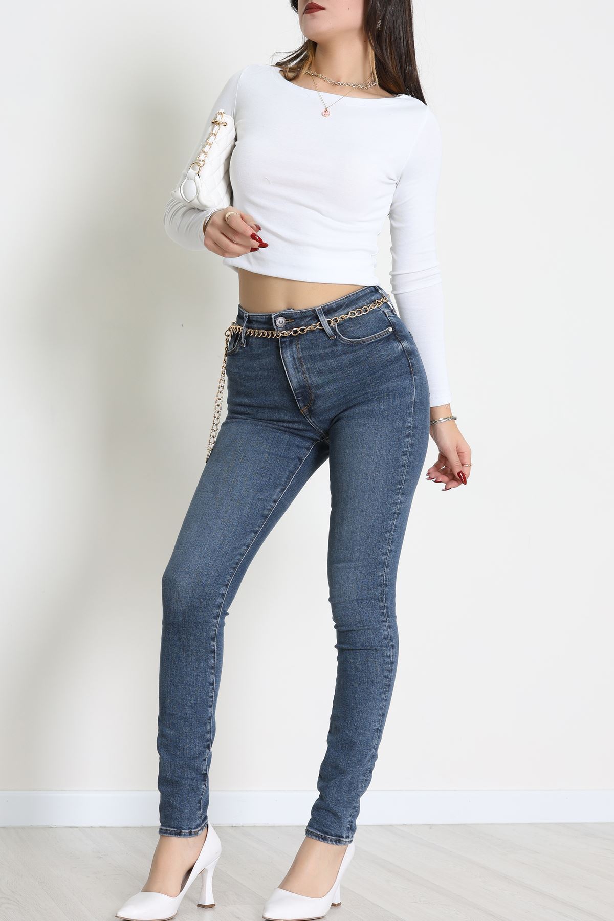 Dar Paça Kot Pantolon Çelikmavi - 31896.1904.